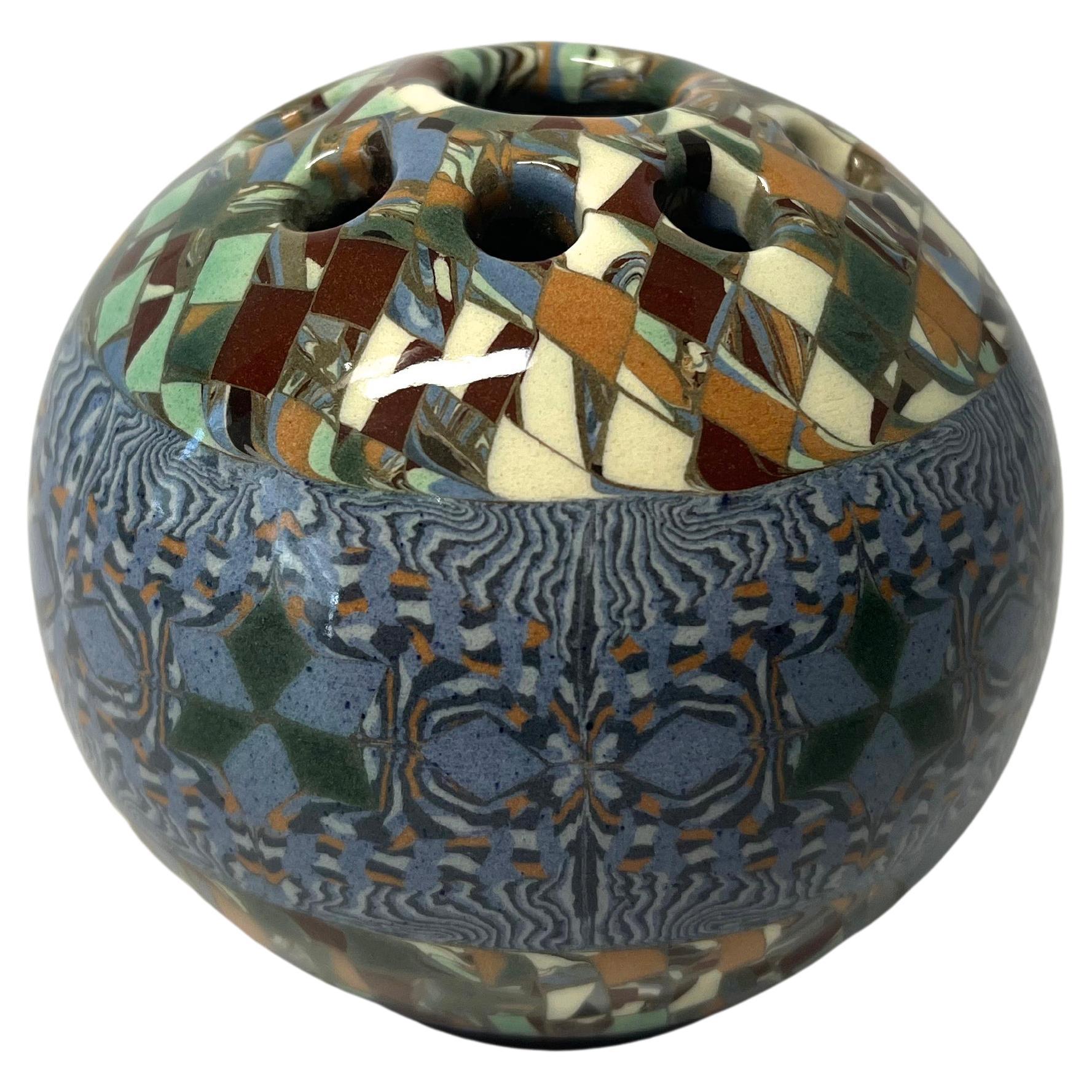 Superb Petit Jean Gerbino, Vallauris, France, Ceramic Mosaic Posy Potpourri Vase For Sale