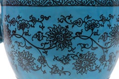 Superb Planter Decorated with Black Flowers, Manufacture Minton, England