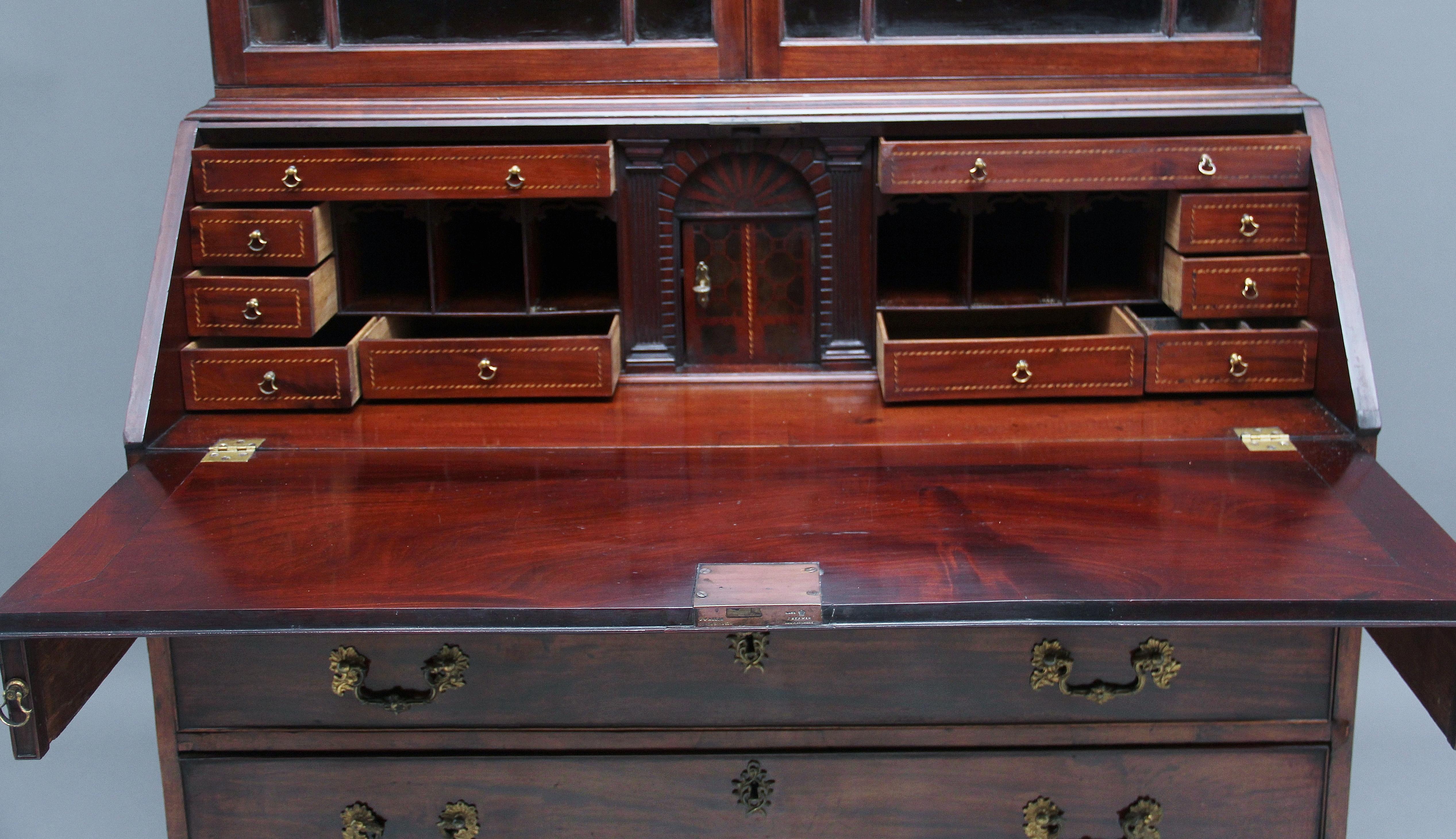 Superb Quality 18th Century Mahogany Bureau Bookcase 1