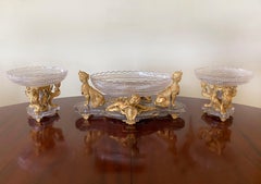 Superb Quality 19th Century Bronze and Crystal Three Piece Garniture By Baccarat