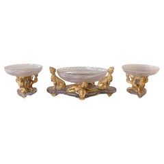 Superb Quality 19th Century Bronze and Crystal Three Piece Garniture By Baccarat