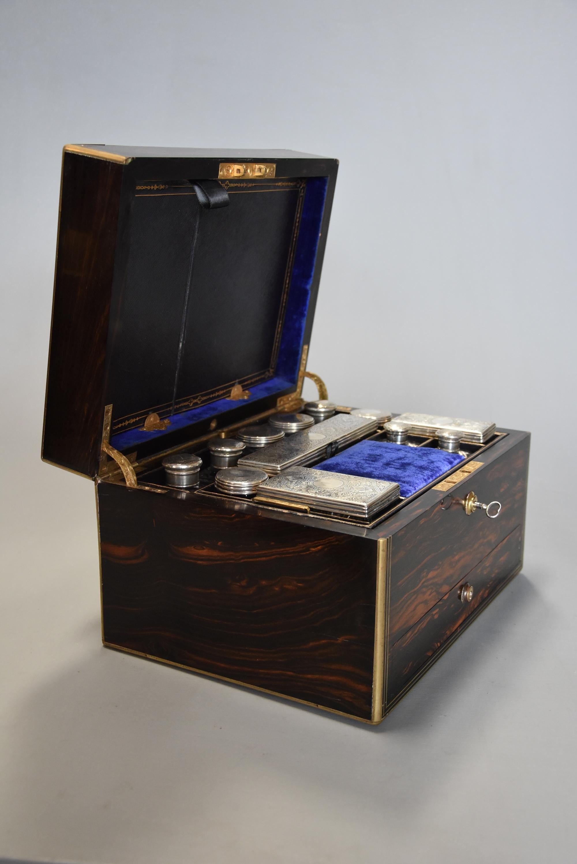 Late 19th Century Superb Quality 19th Century Coromandel and Brass Bound Travelling Vanity Box