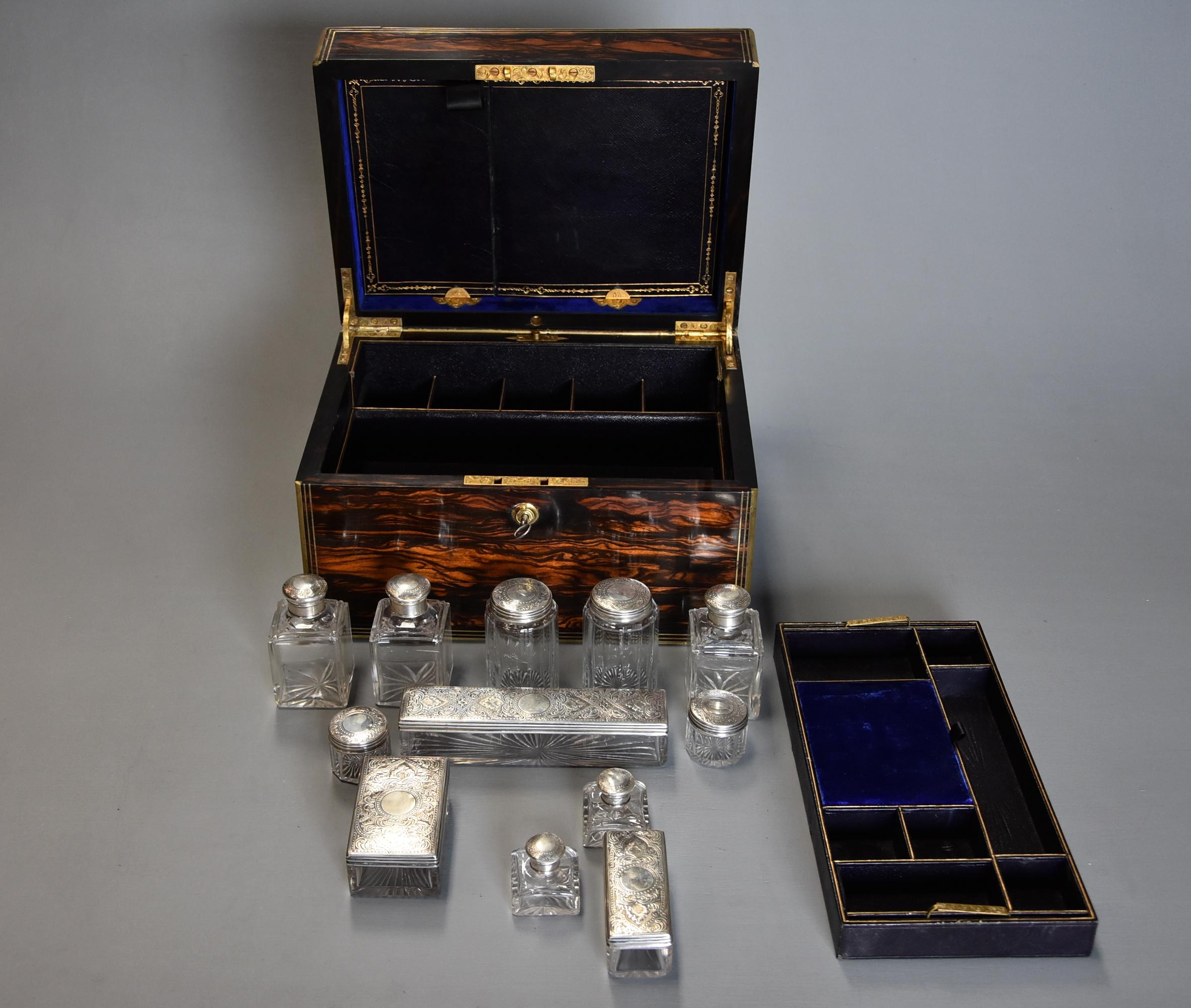 Superb Quality 19th Century Coromandel and Brass Bound Travelling Vanity Box 1