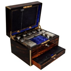 Antique Superb Quality 19th Century Coromandel and Brass Bound Travelling Vanity Box