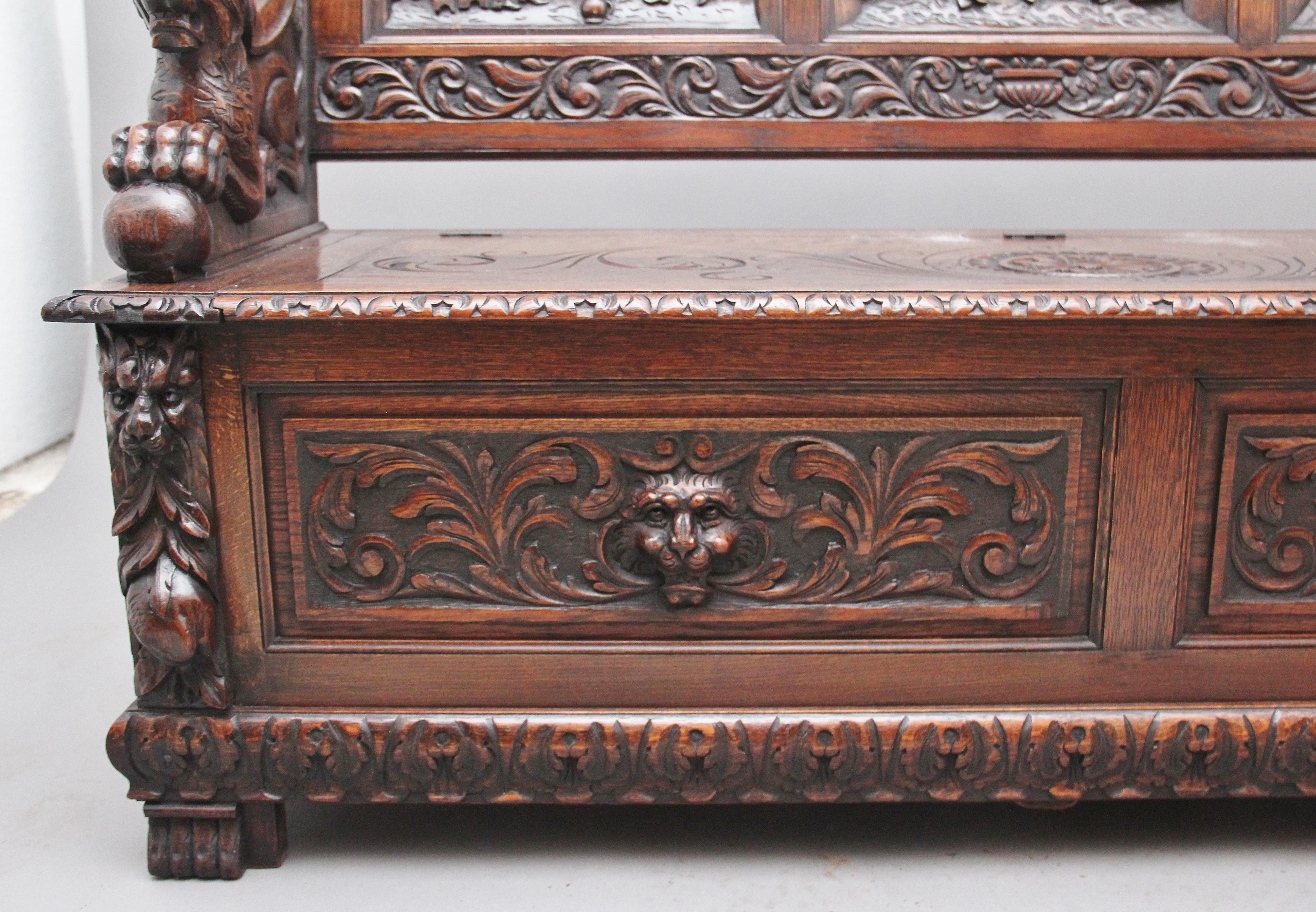 Superb Quality 19th Century Oak Box Settle For Sale 10