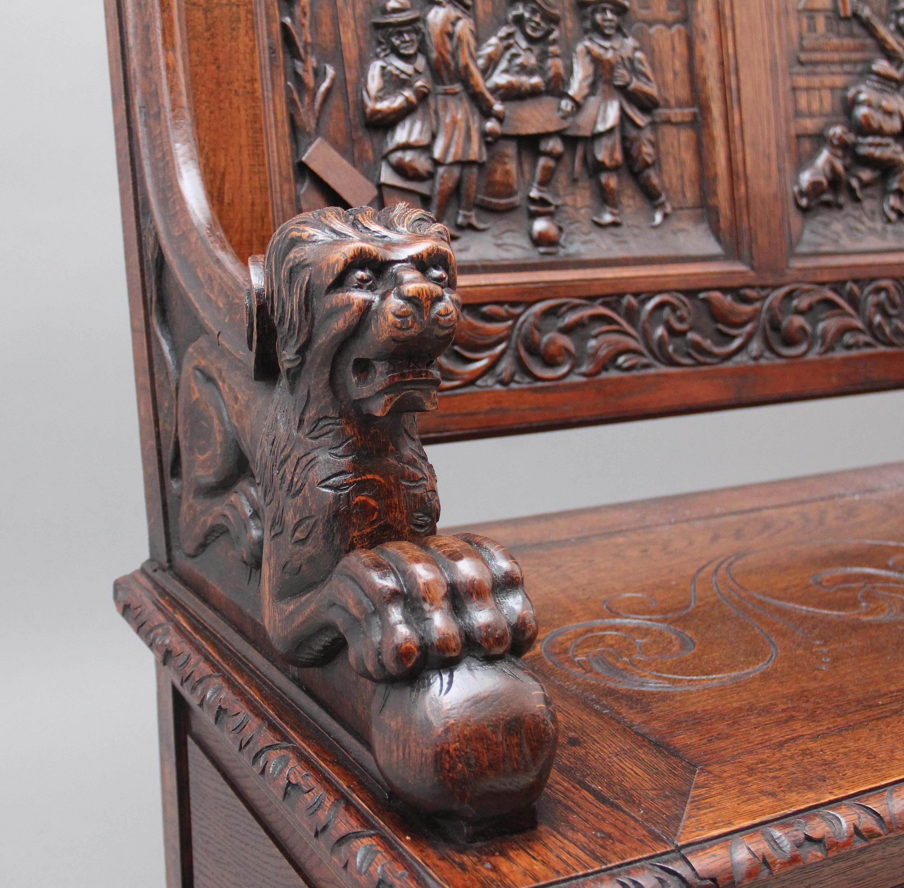 Scatola di Oak Settle del XIX secolo di qualità eccellente in vendita 2
