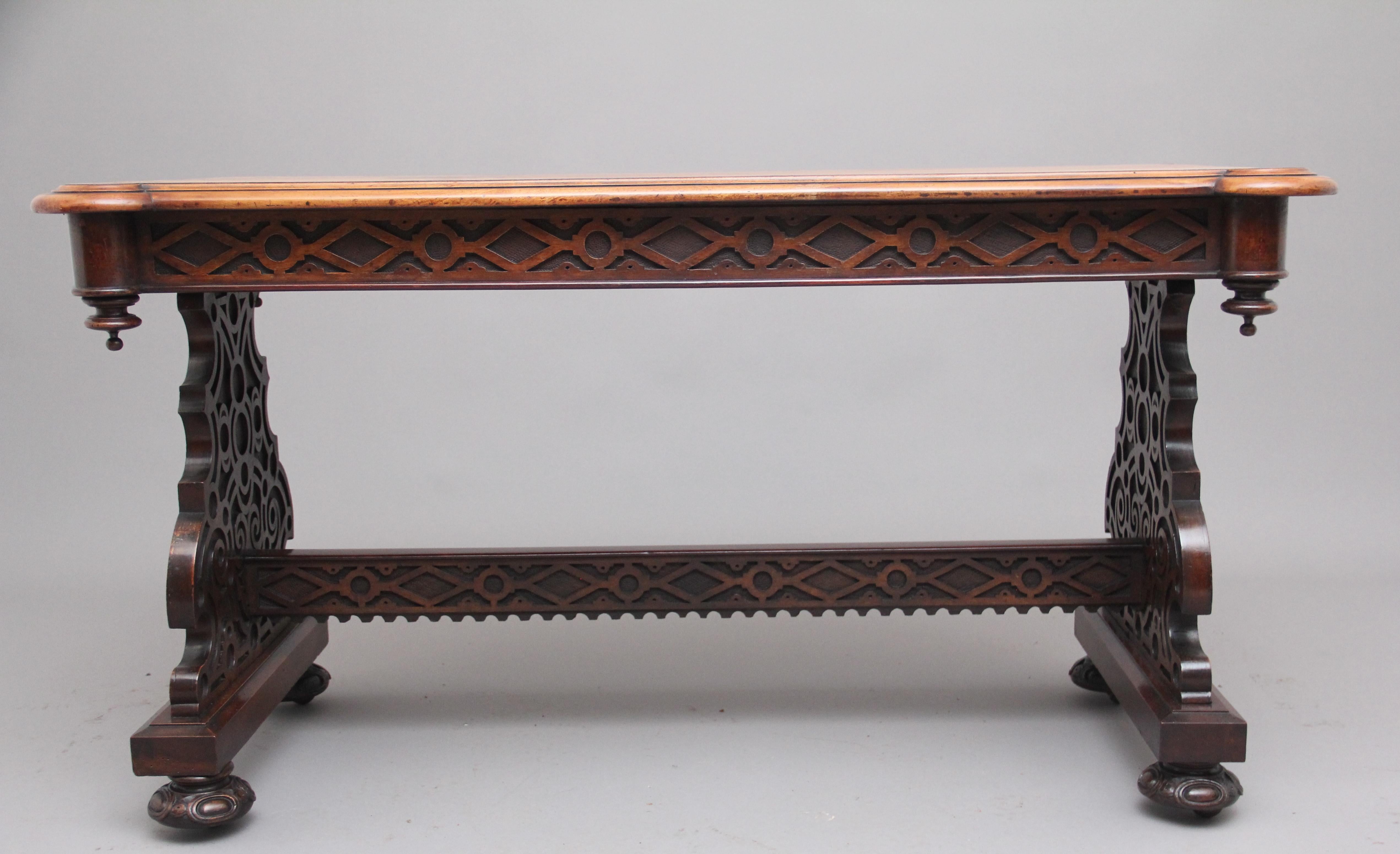 Superb Quality 19th Century Walnut Library Table 1