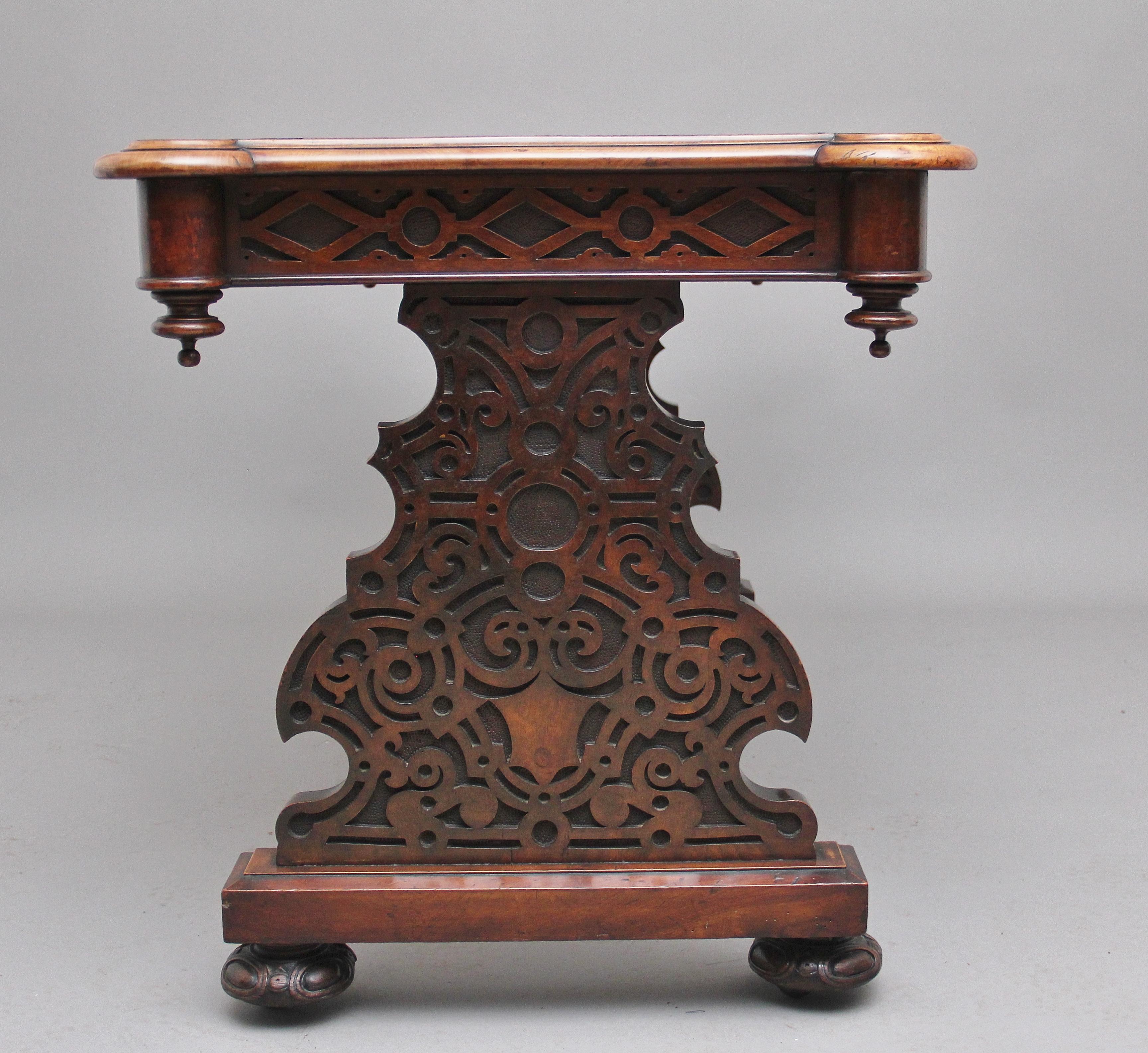 Superb Quality 19th Century Walnut Library Table 2