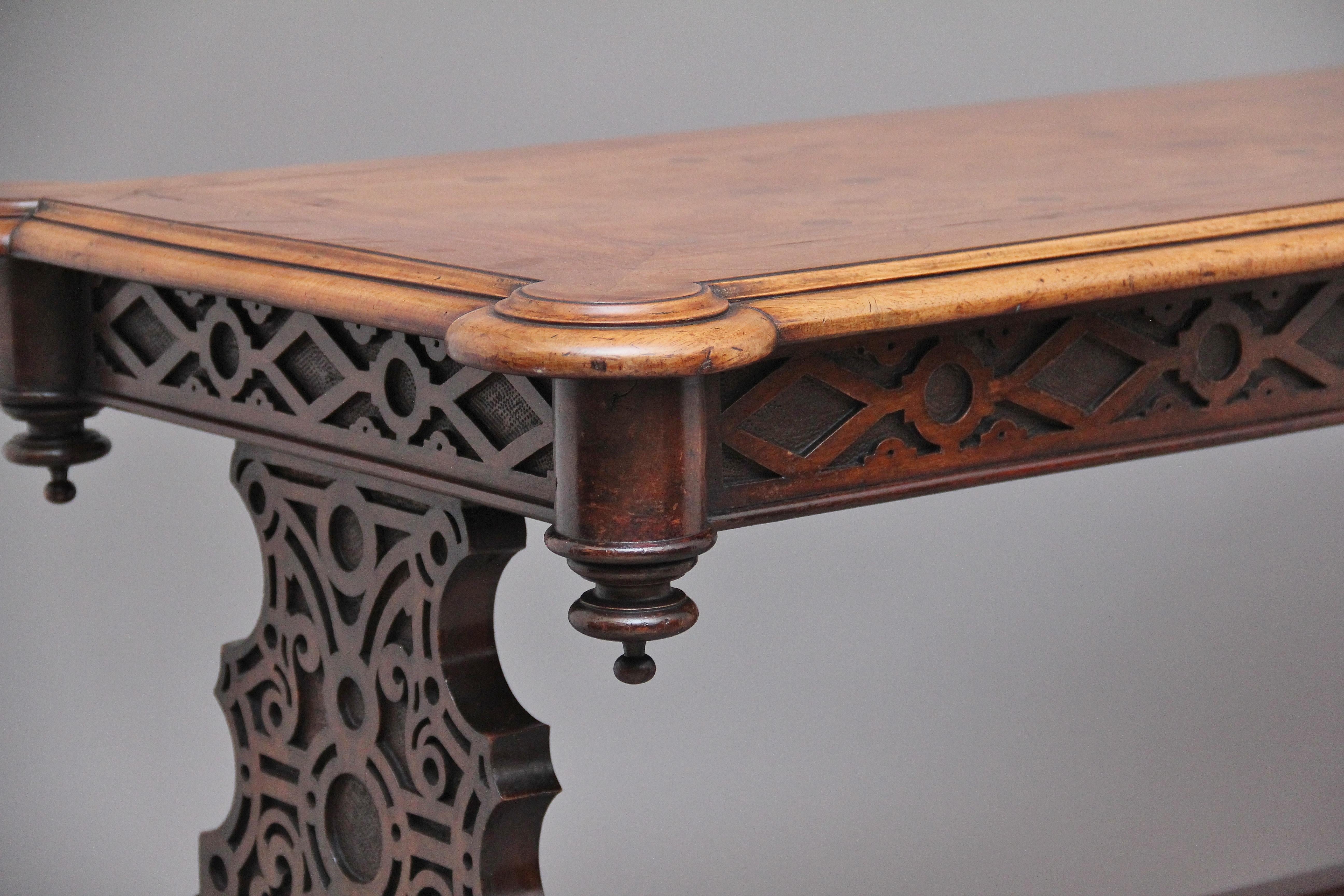 Superb Quality 19th Century Walnut Library Table 3