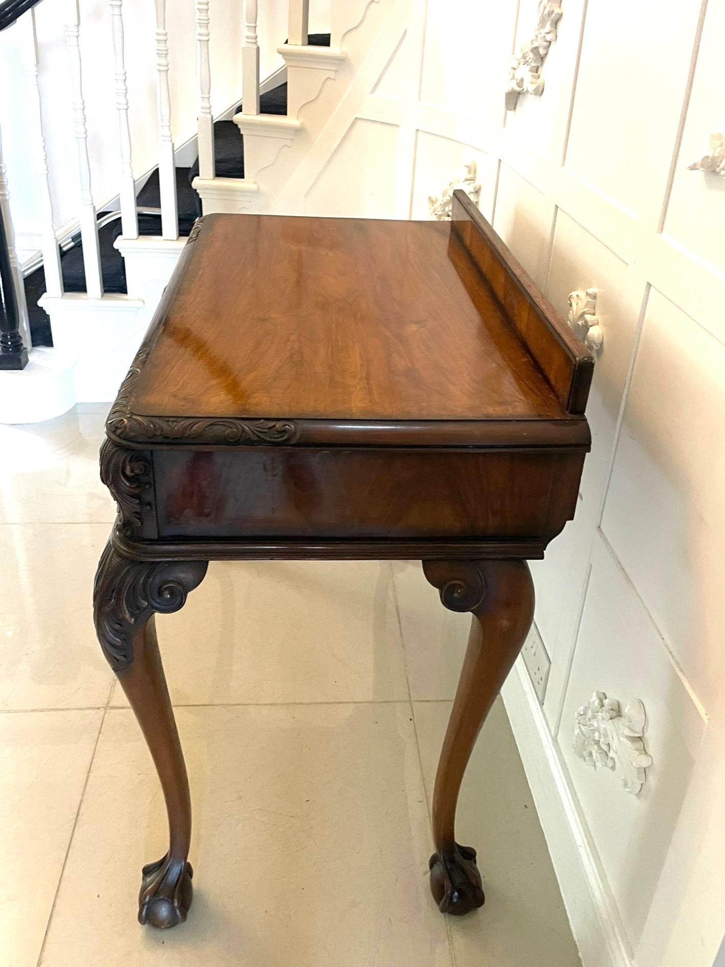 20th Century Superb Quality Antique Carved Burr Walnut Hall/Console Table By Maple and Co. For Sale