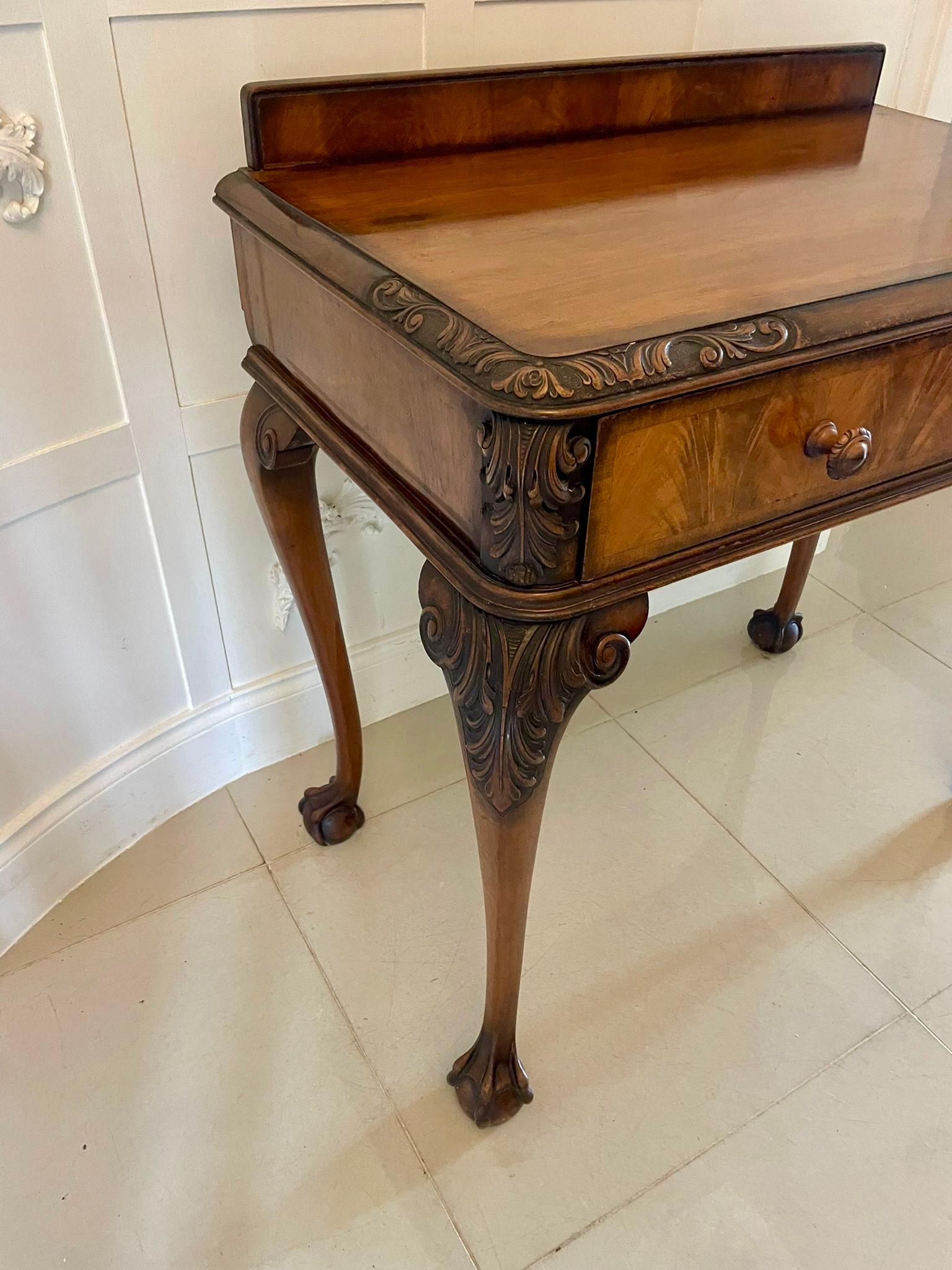 Superb Quality Antique Carved Burr Walnut Hall/Console Table By Maple and Co. For Sale 4