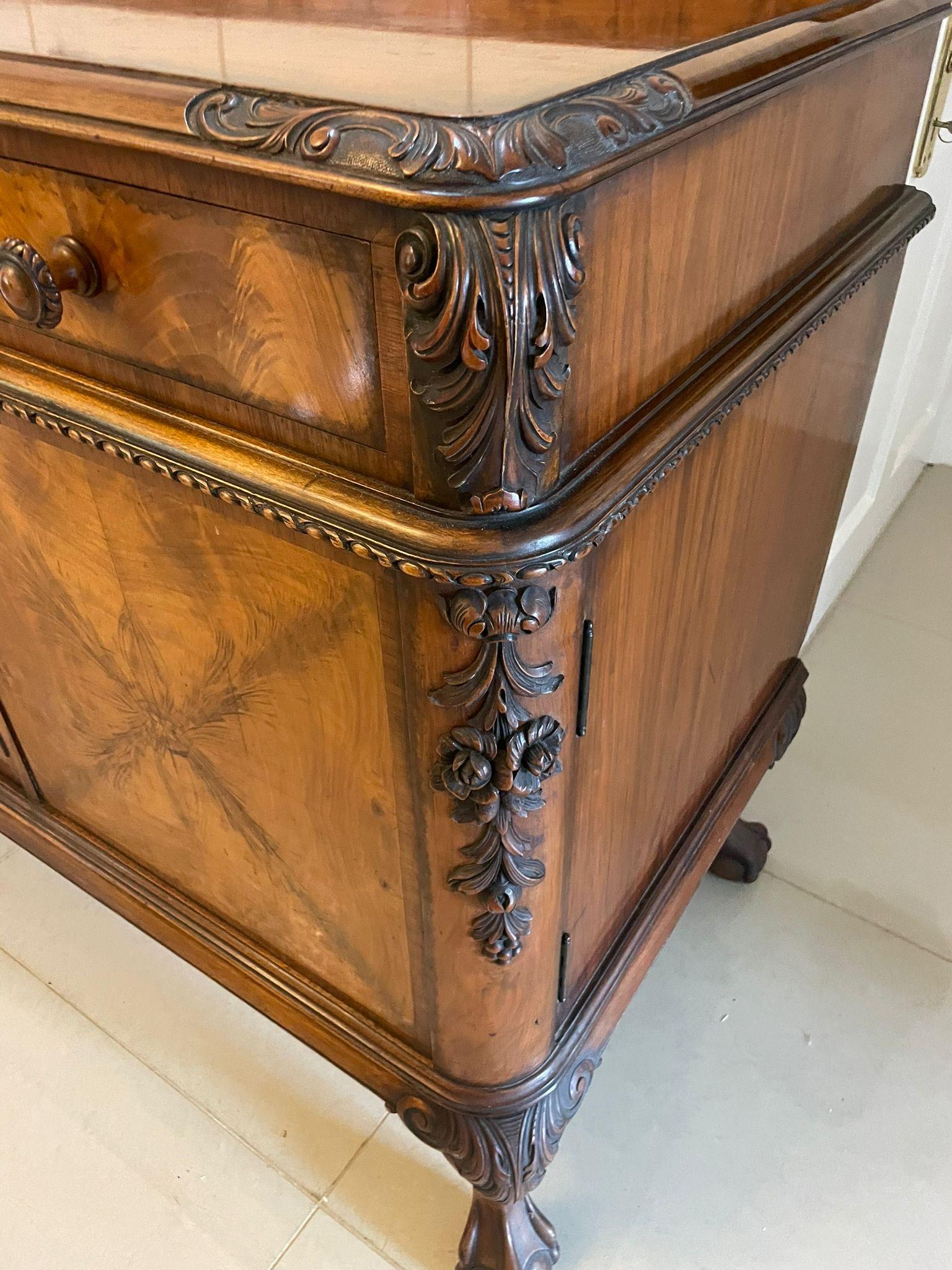 Superb Quality Antique Carved Burr Walnut Sideboard by Maple and Co. For Sale 8