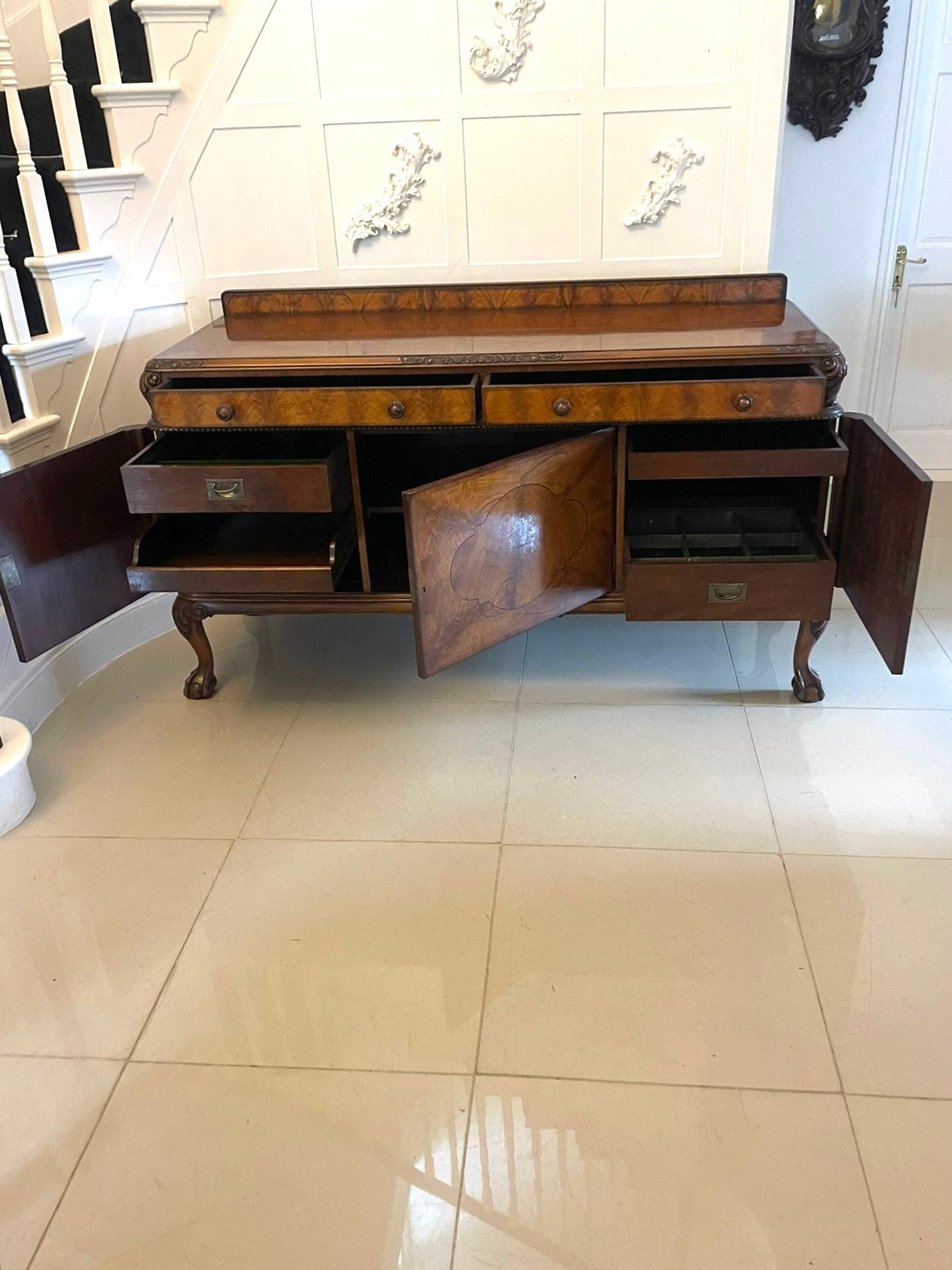 Superb Quality Antique Carved Burr Walnut Sideboard by Maple and Co. For Sale 1