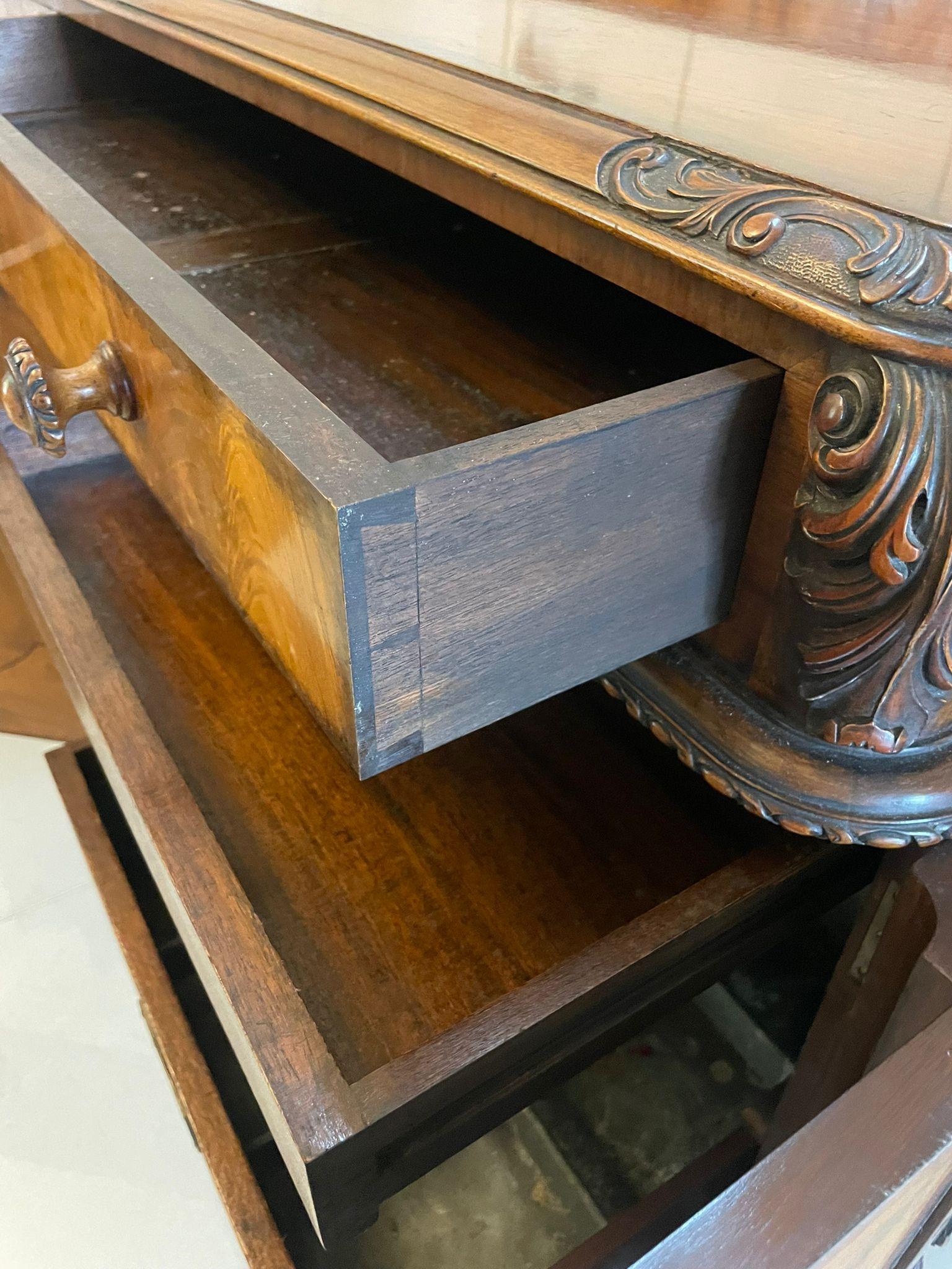 Superb Quality Antique Carved Burr Walnut Sideboard by Maple and Co. For Sale 4