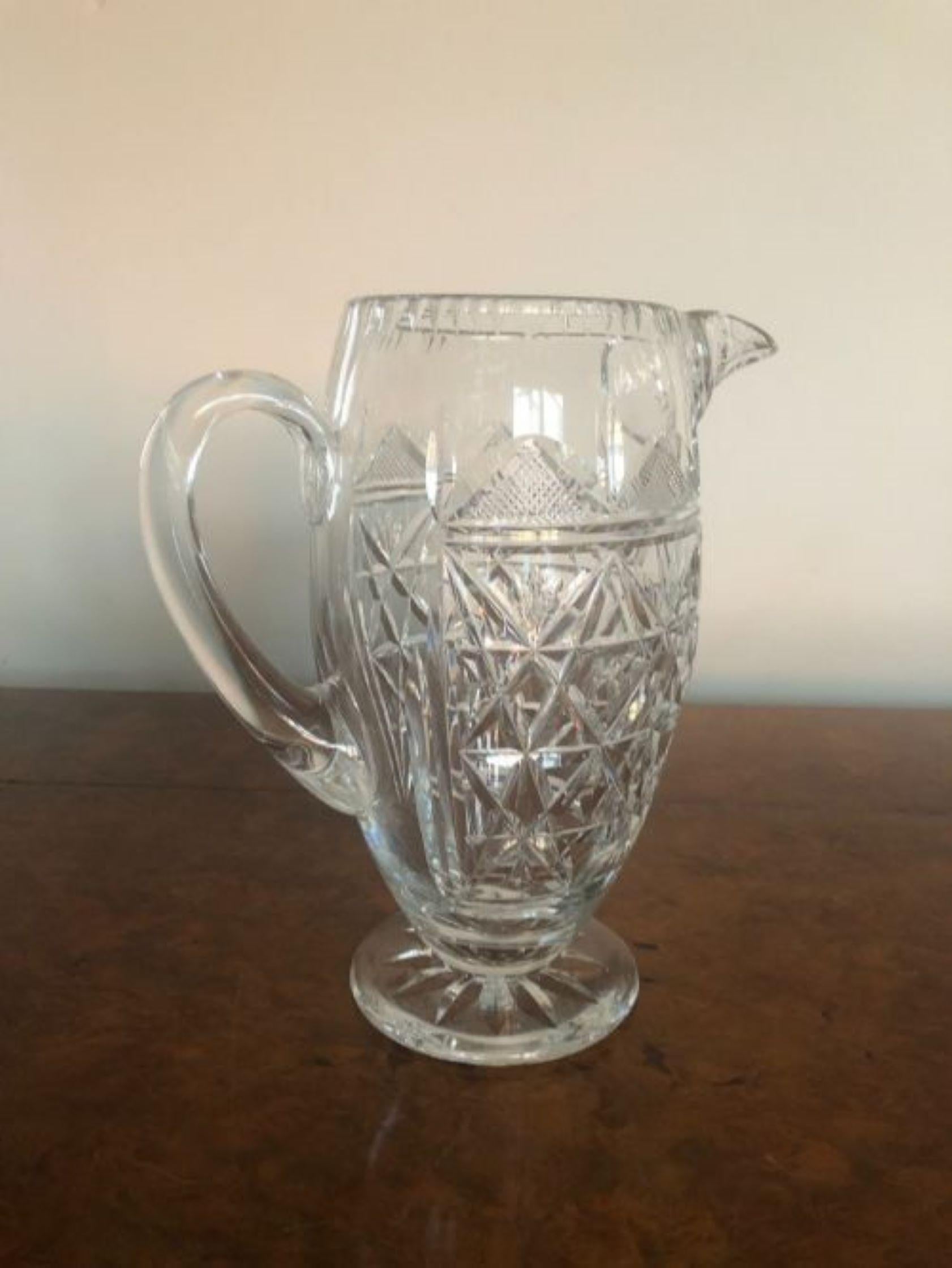 Superb quality antique cut glass water jug In Good Condition For Sale In Ipswich, GB