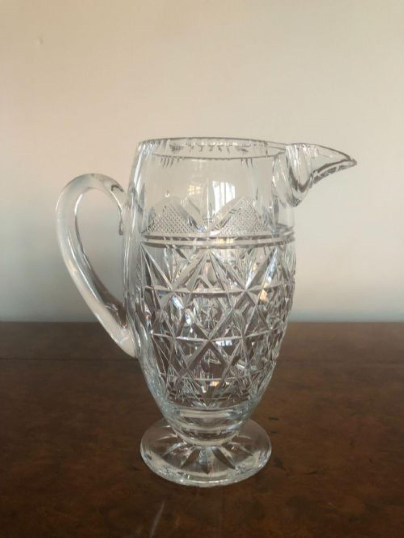 20th Century Superb quality antique cut glass water jug For Sale