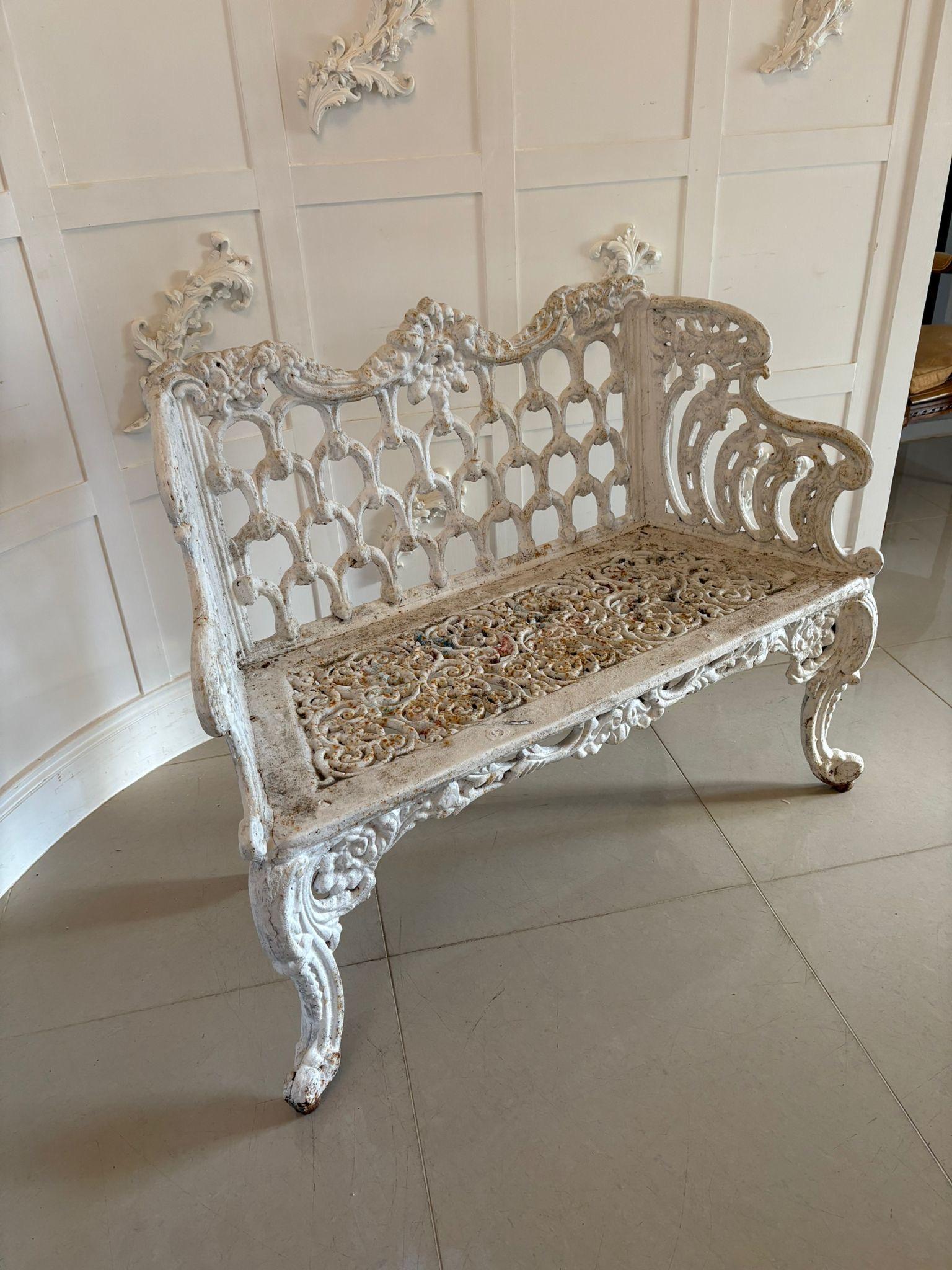 Superb Quality Antique Early Victorian Ornate Cast Iron Garden Seat For Sale 7