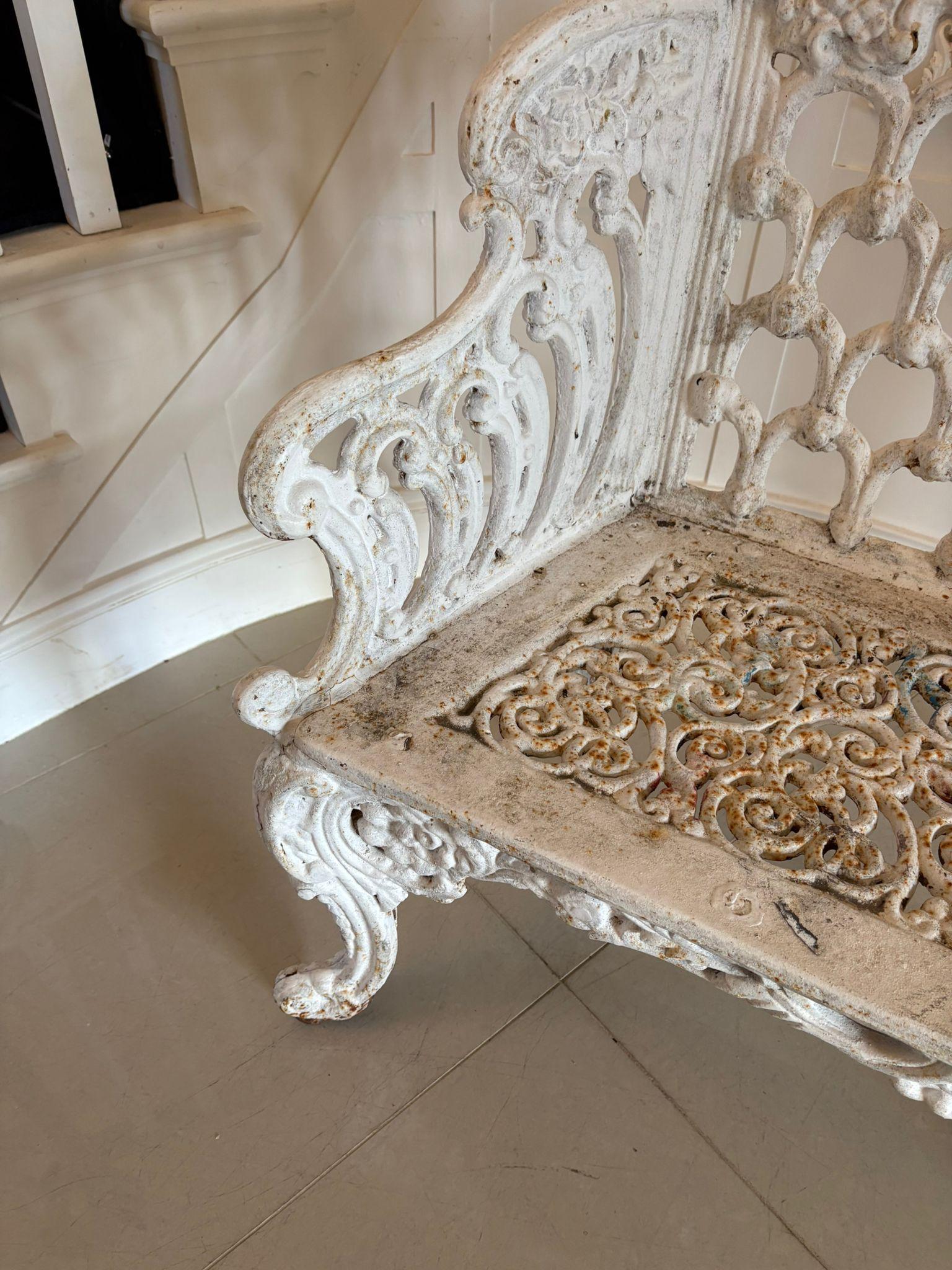 Superb Quality Antique Early Victorian Ornate Cast Iron Garden Seat For Sale 1