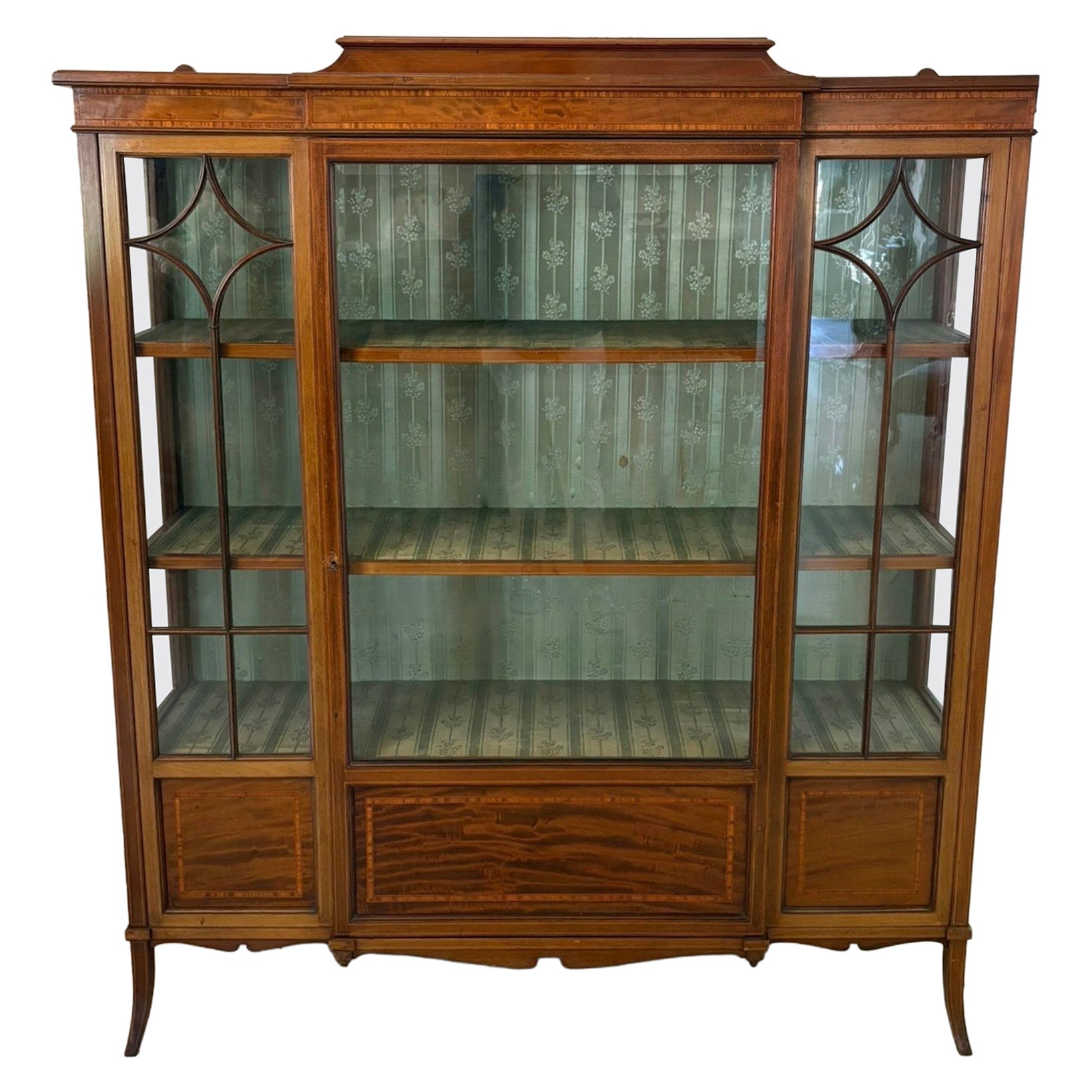 Hervorragende Qualität Antike Edwardian Intarsien Mahagoni Vitrinenschrank