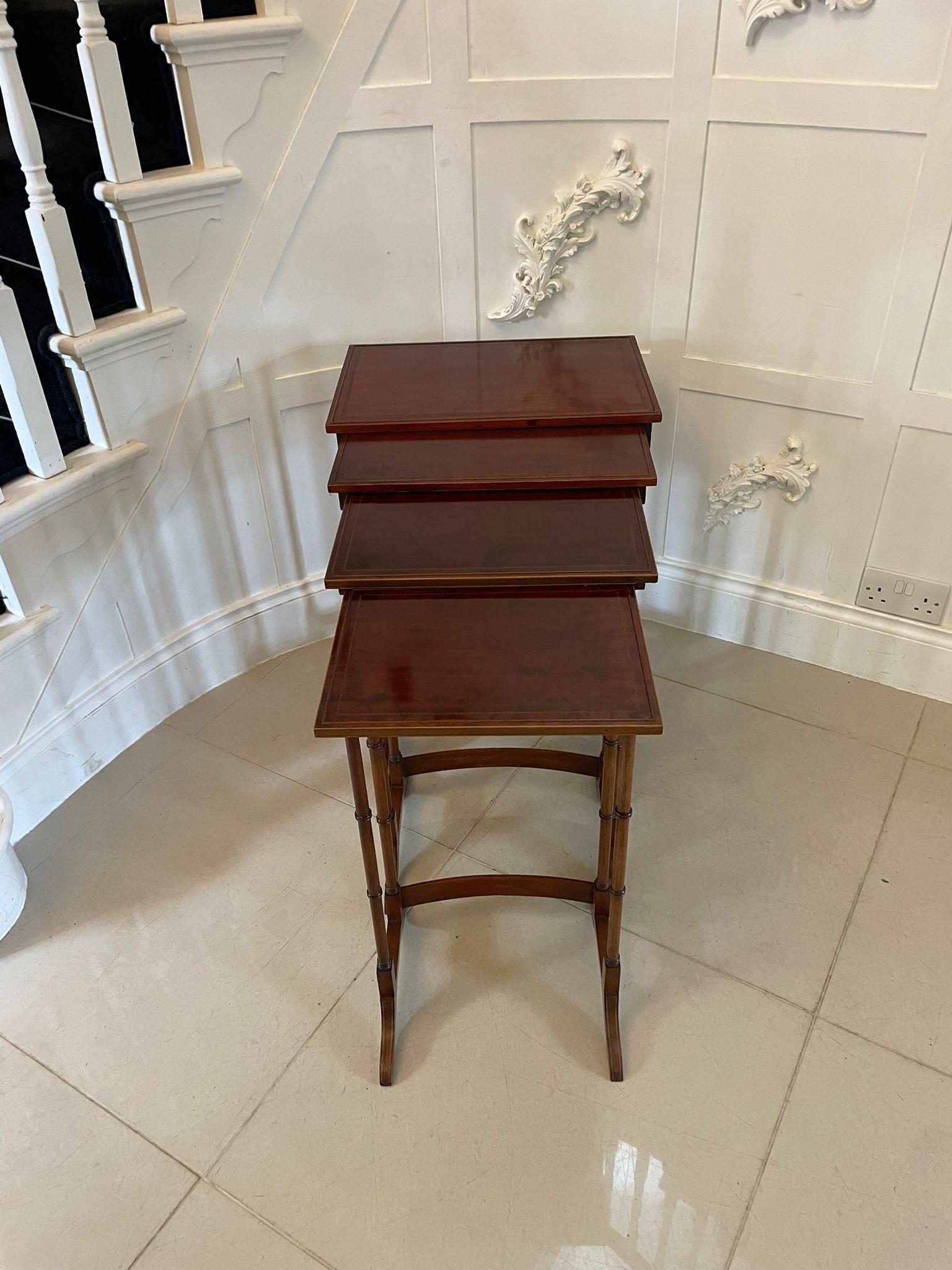Inlay Superb Quality Antique Edwardian Mahogany Inlaid Quartetto Nest of Tables For Sale