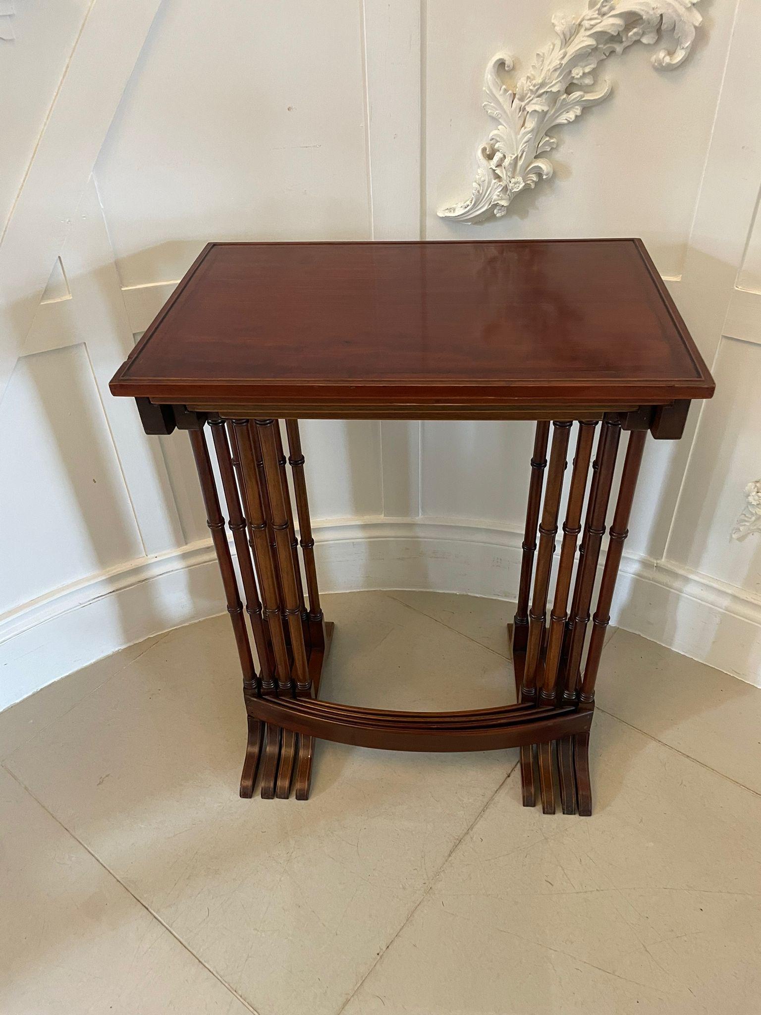 Superb Quality Antique Edwardian Mahogany Inlaid Quartetto Nest of Tables For Sale 2