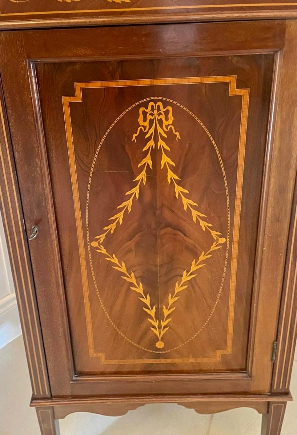Superb Quality Antique Edwardian Mahogany Inlaid Side Cabinet  4