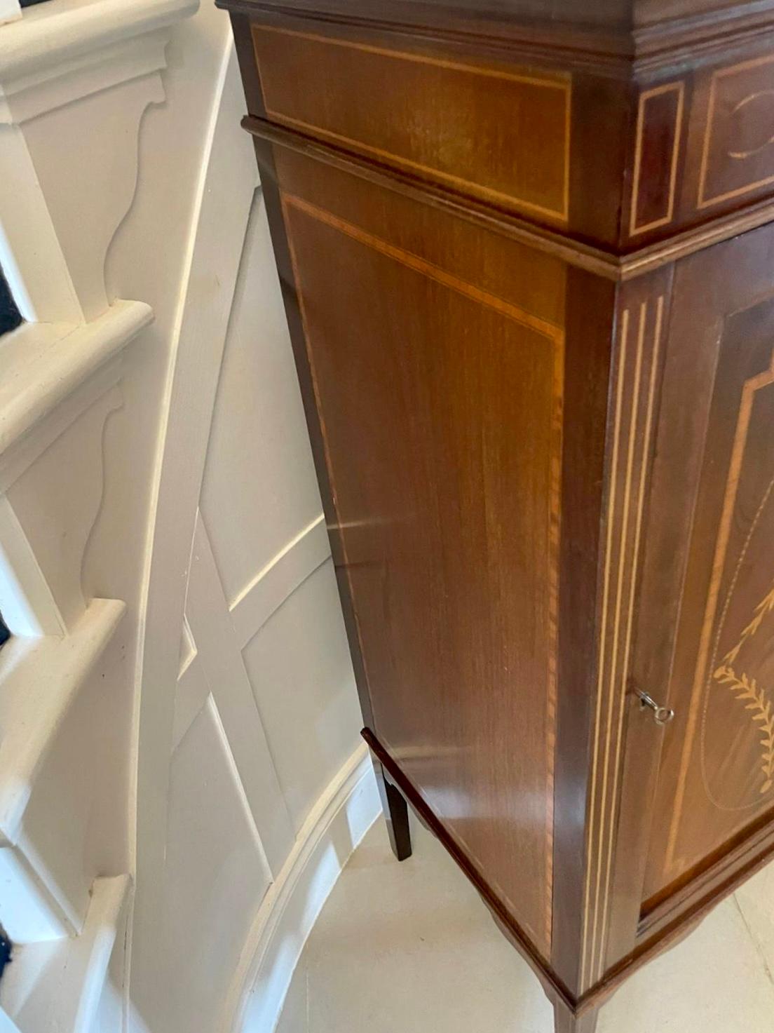 Superb Quality Antique Edwardian Mahogany Inlaid Side Cabinet  2