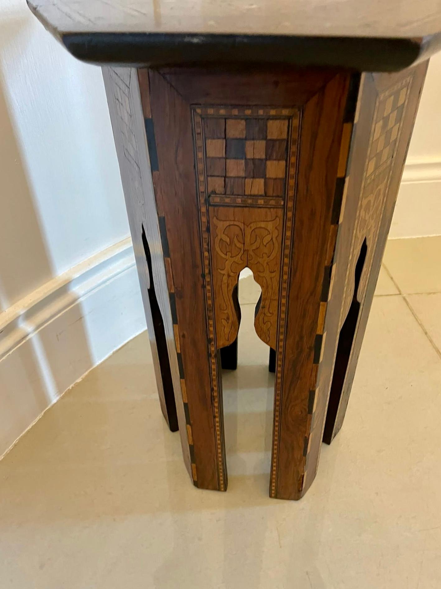 Superb Quality Antique Edwardian Moorish Damascus Lamp Table  In Good Condition For Sale In Suffolk, GB