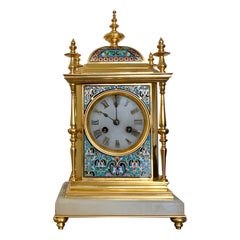 Superb Quality Antique French Champlevé Enamel Gilt Bronze Ormolu Mantel Clock Superb Quality Antique French Champlevé Enamel Gilt Bronze Ormolu Mantel Clock
