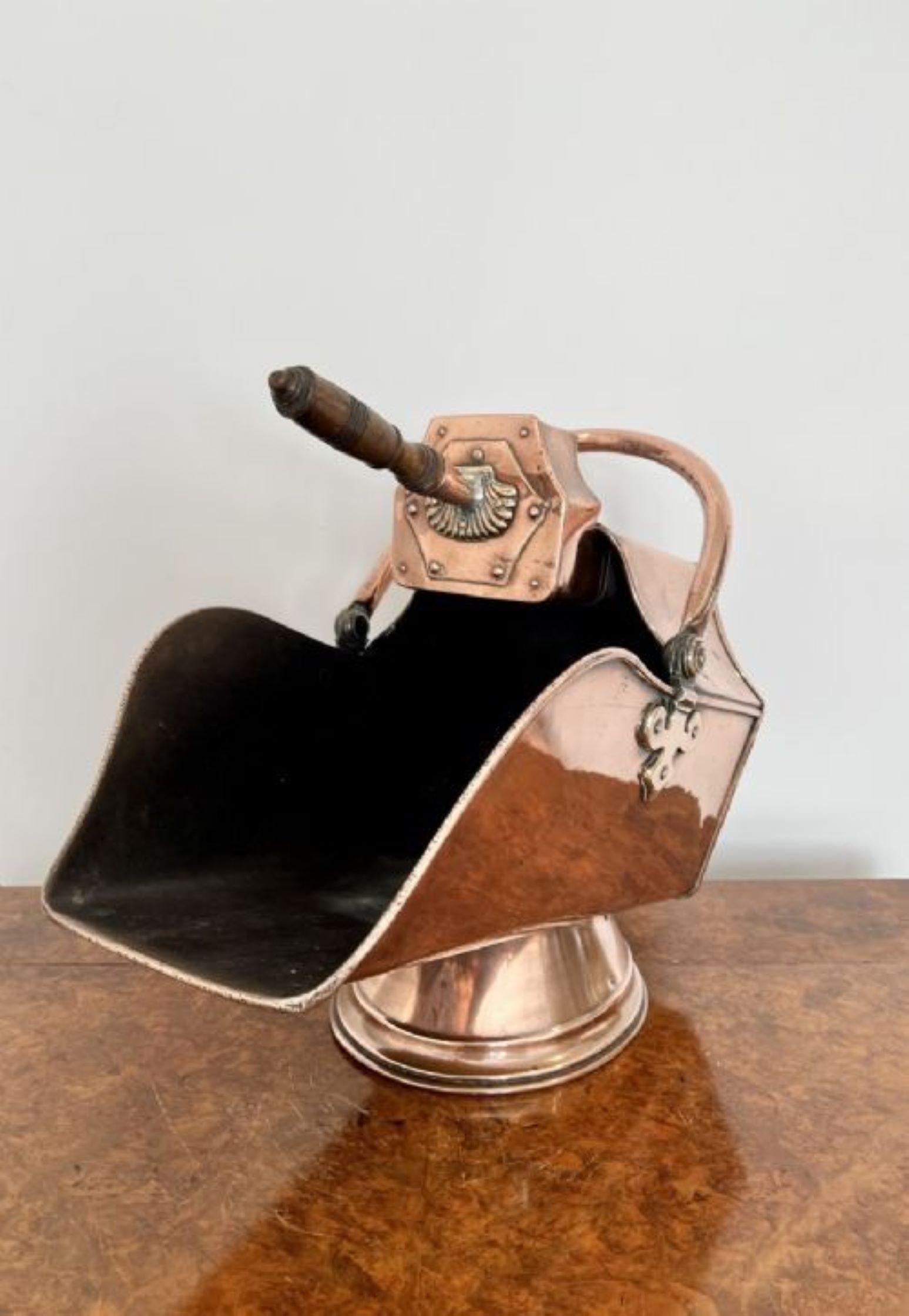 Copper Superb quality antique George III copper helmet coal scuttle For Sale