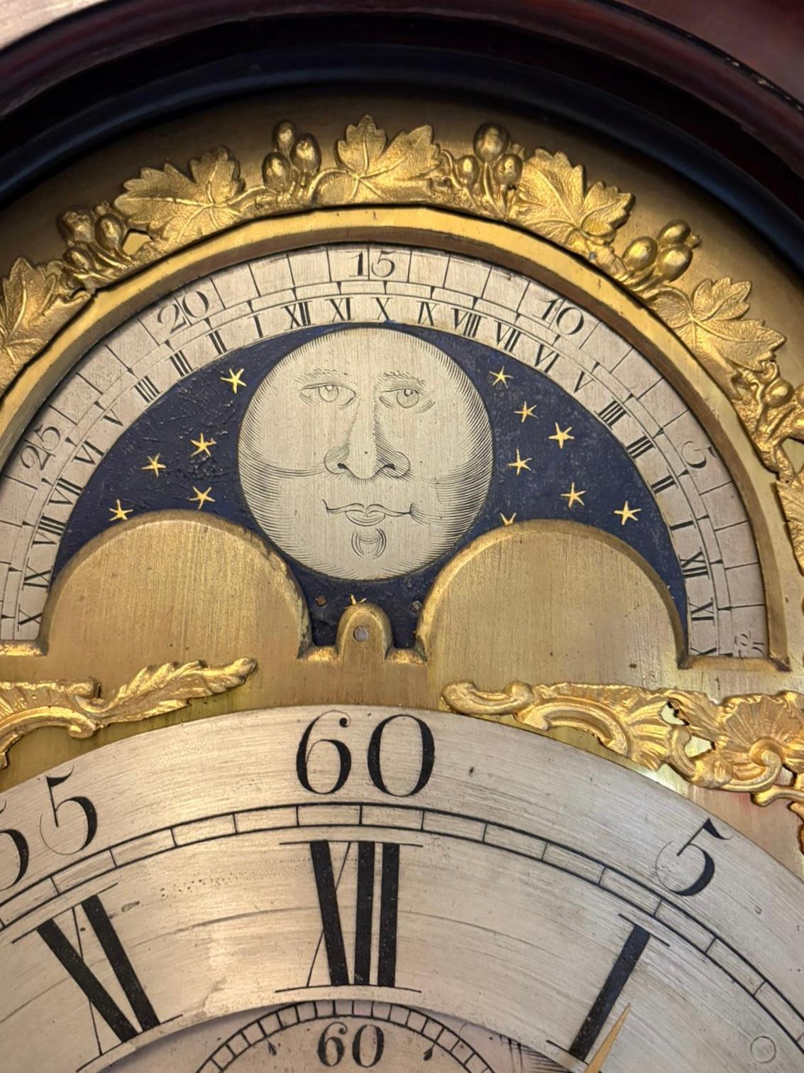 Inlay Superb Quality Antique George III Inlaid Mahogany Brass Face Longcase Clock For Sale