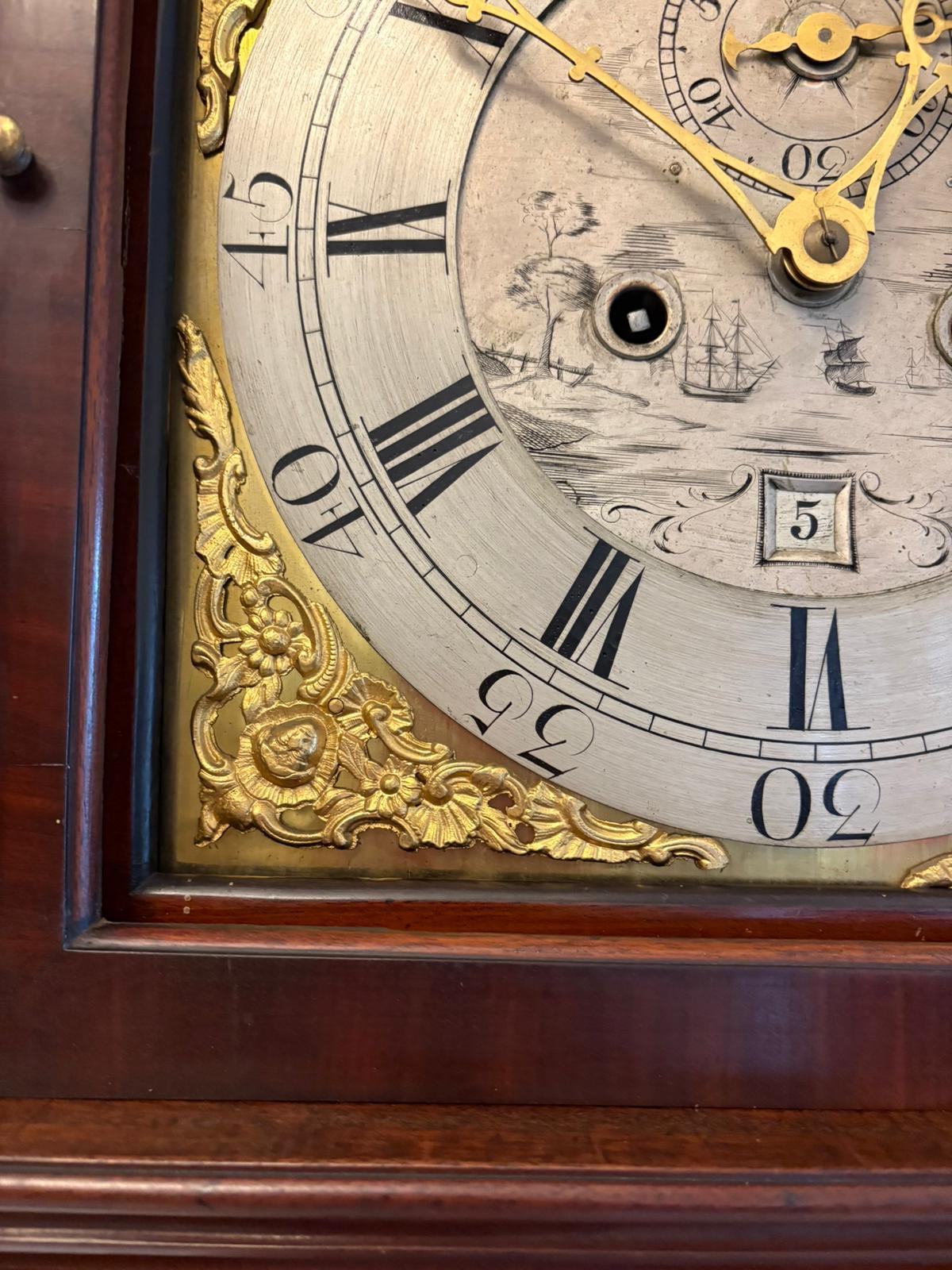 19th Century Superb Quality Antique George III Inlaid Mahogany Brass Face Longcase Clock For Sale