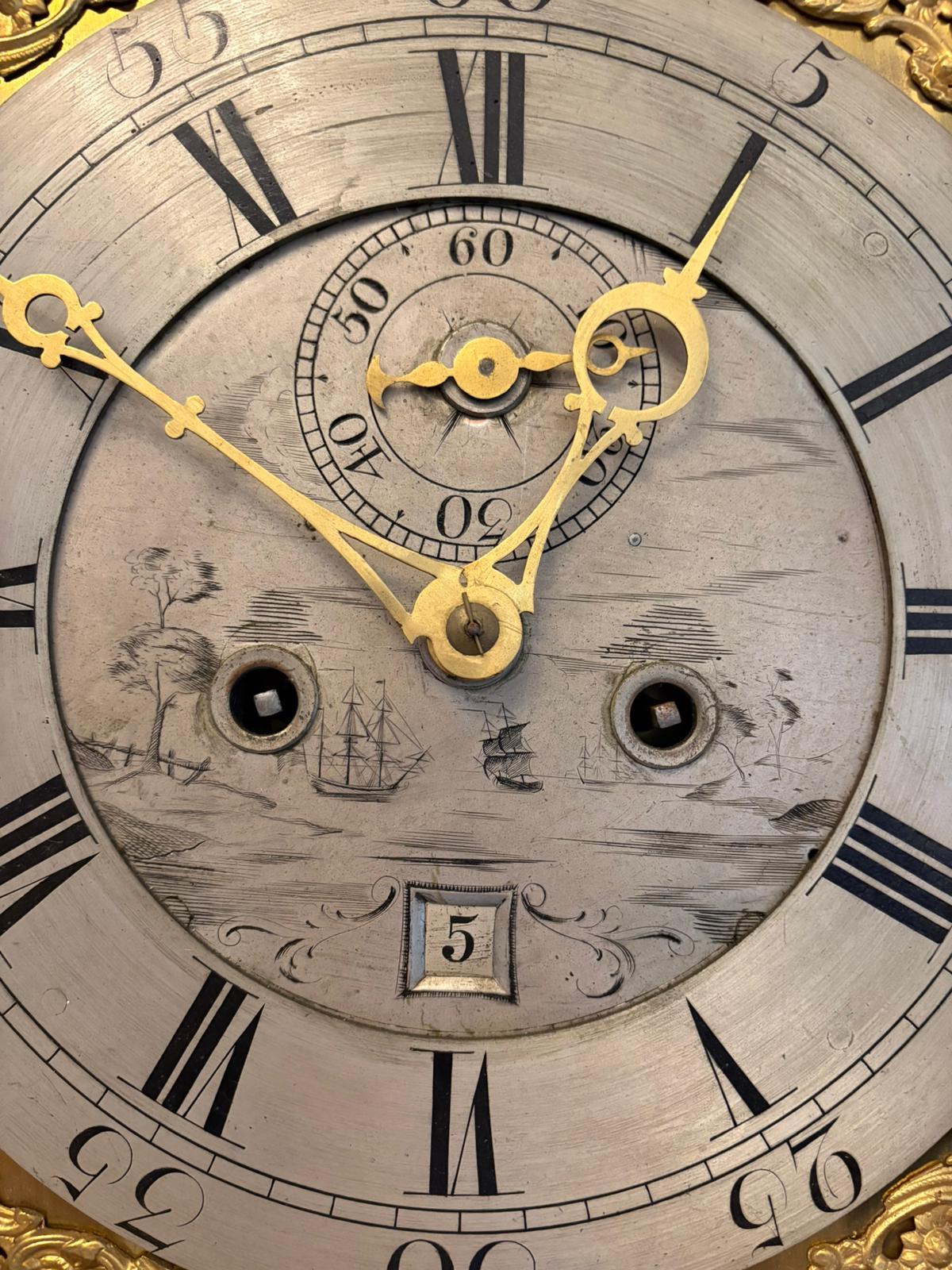 Superb Quality Antique George III Inlaid Mahogany Brass Face Longcase Clock For Sale 2