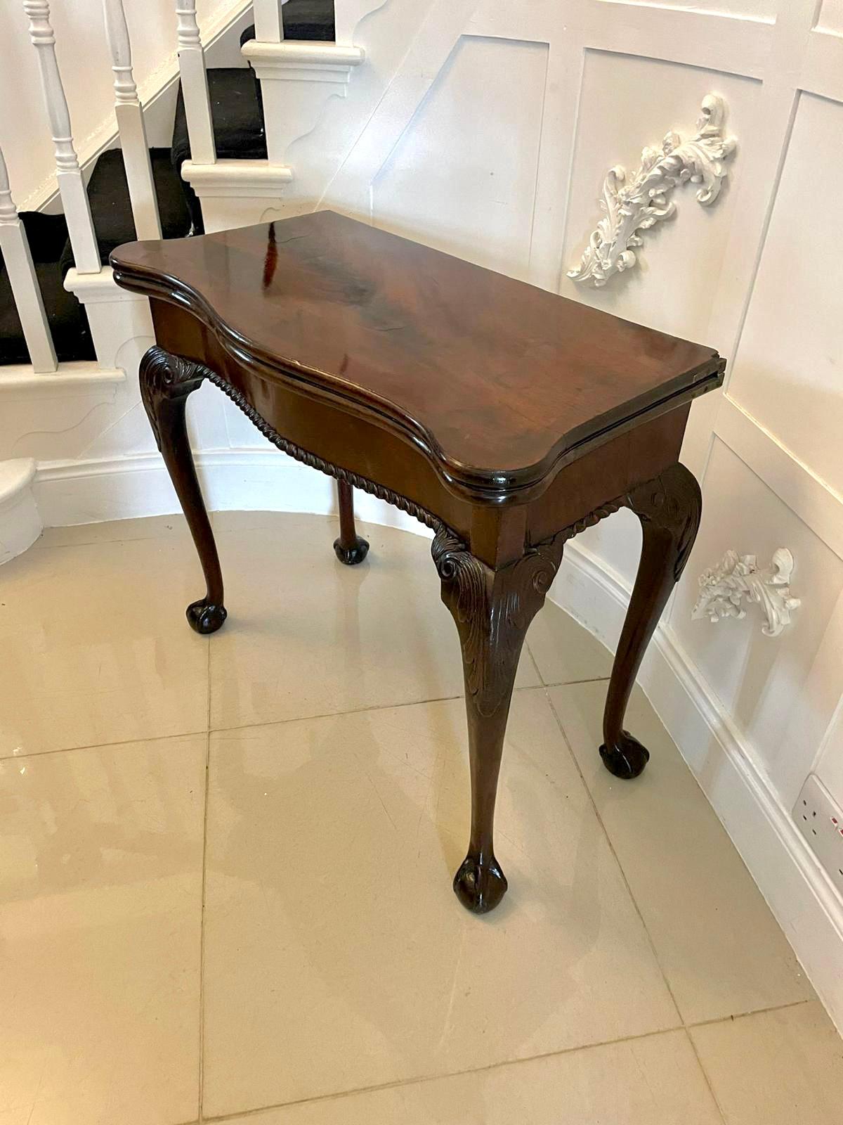 Superb Quality Antique George III Irish Carved Mahogany Card/Side Table  For Sale 5