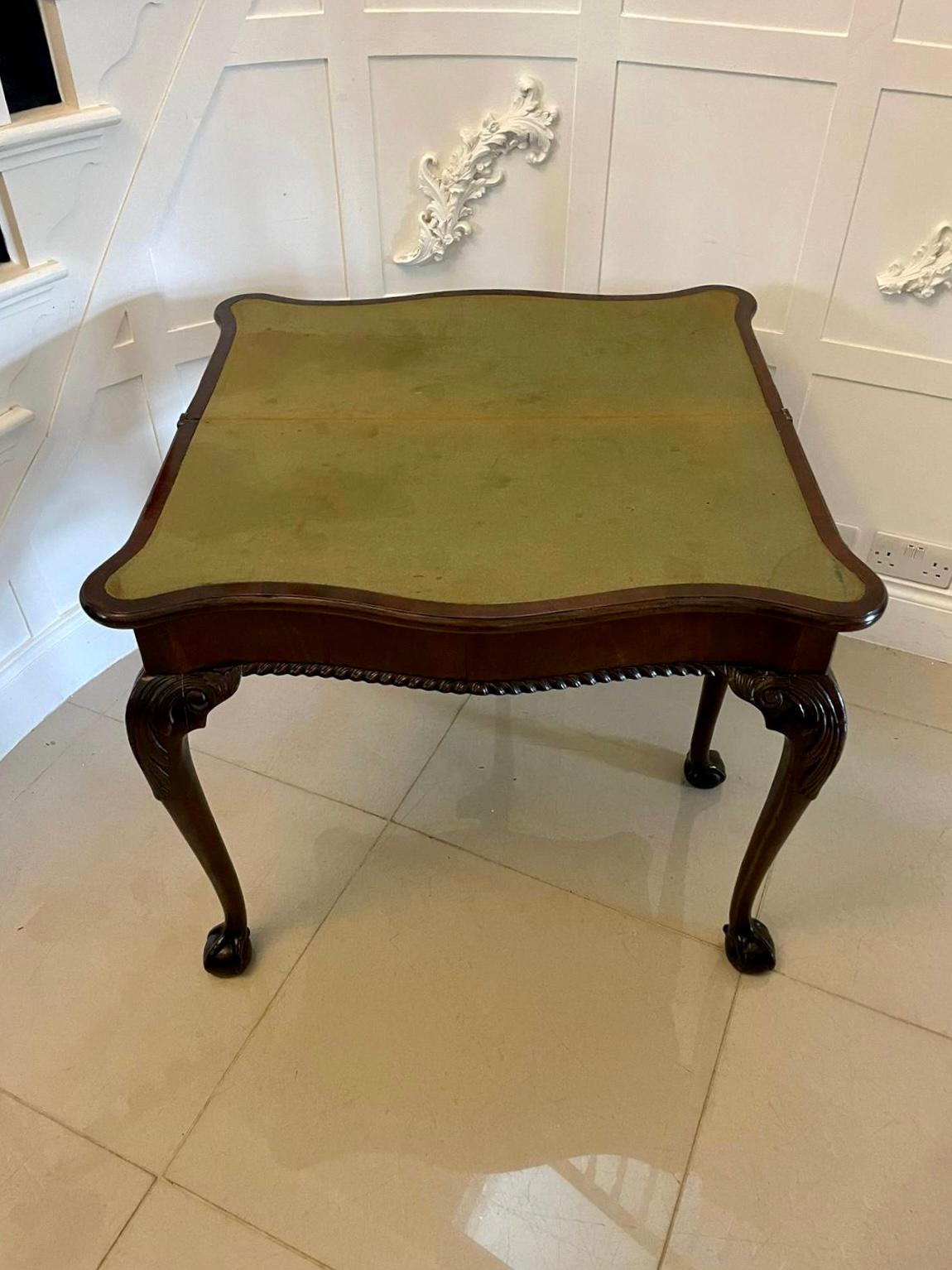 19th Century Superb Quality Antique George III Irish Carved Mahogany Card/Side Table  For Sale