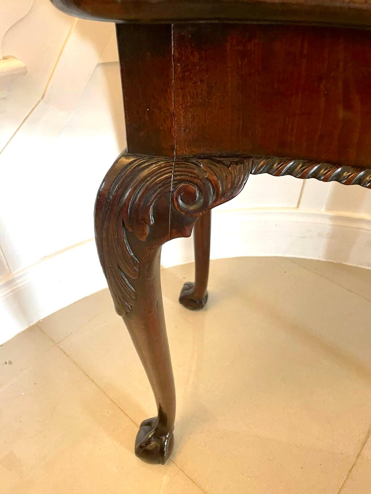 Superb Quality Antique George III Irish Carved Mahogany Card/Side Table  For Sale 2