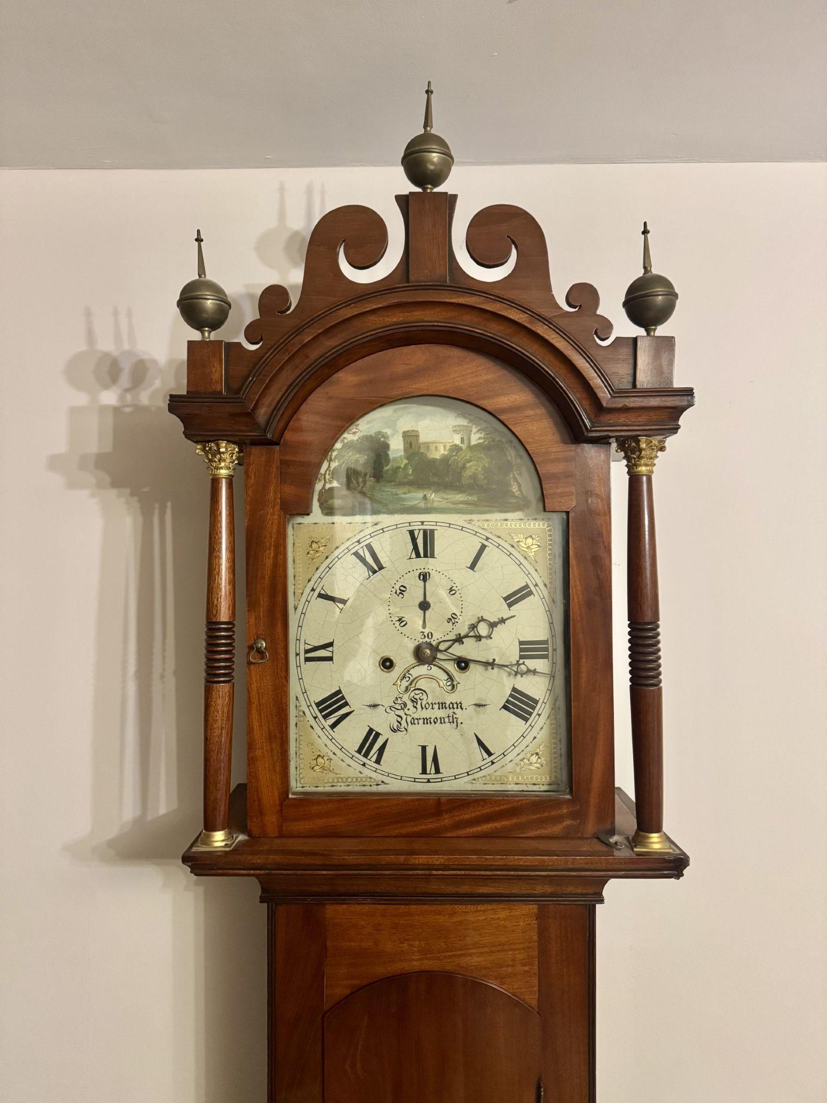 Glass Superb quality antique George III mahogany arch dial longcase clock For Sale