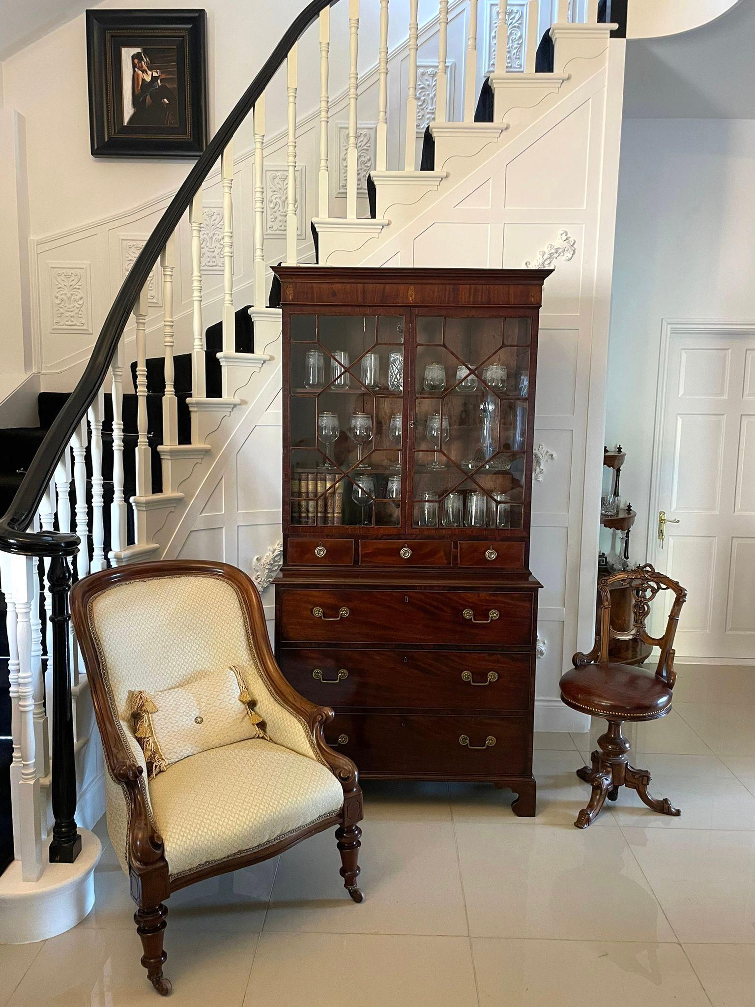 English Superb Quality Antique George III Mahogany Astral Glazed Bookcase