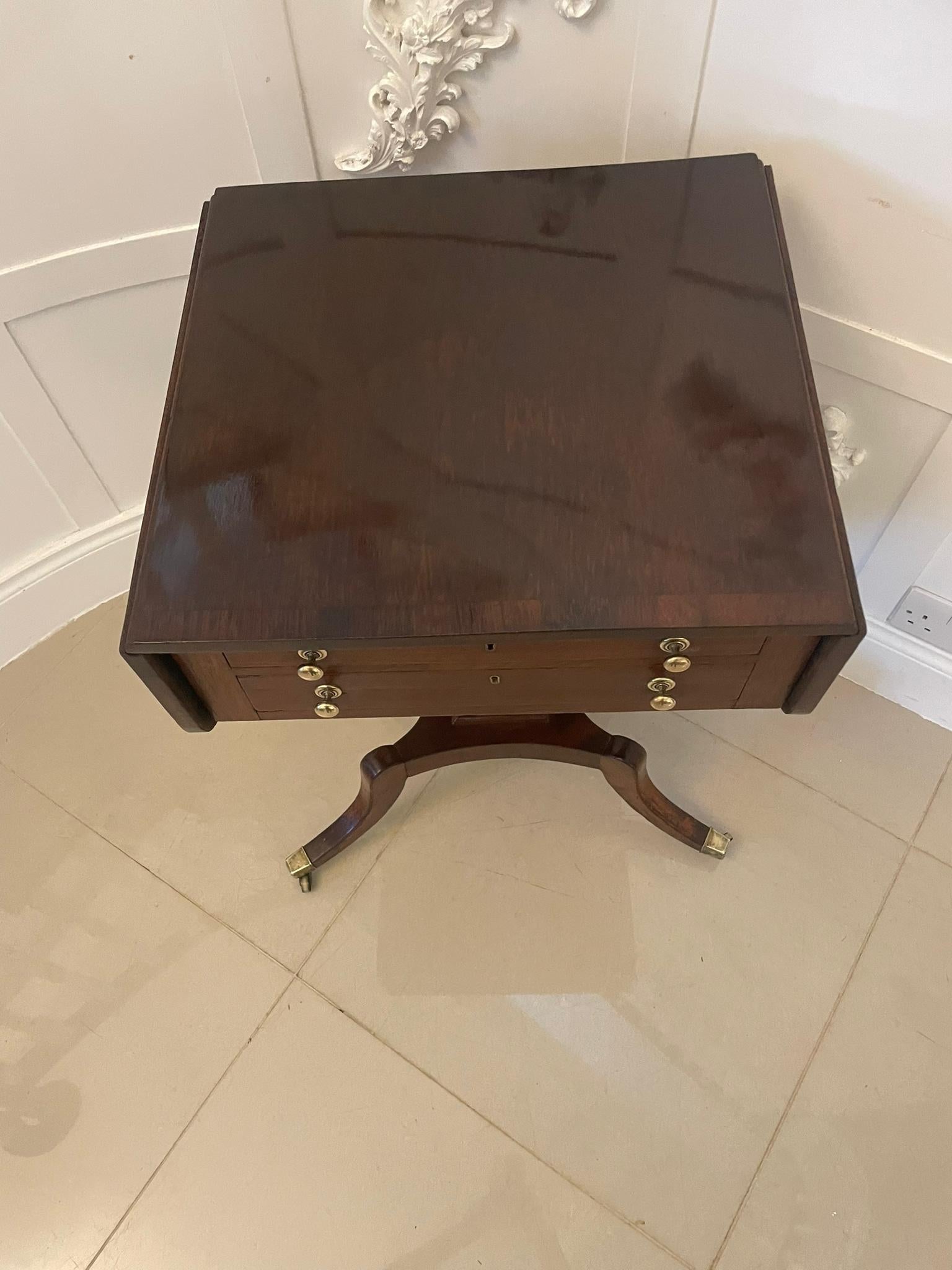 English Superb Quality Antique Regency Freestanding Mahogany Sewing/Side Table For Sale