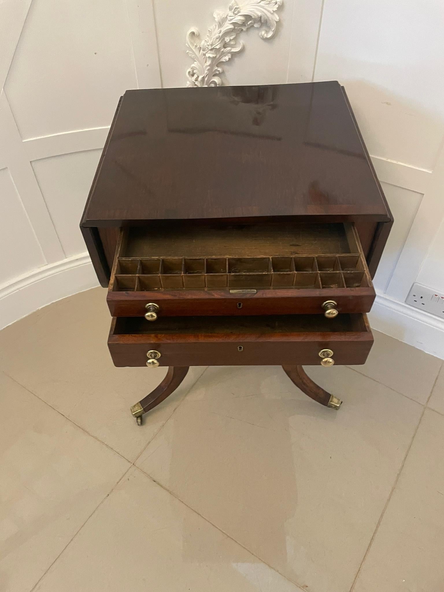 Superb Quality Antique Regency Freestanding Mahogany Sewing/Side Table In Good Condition For Sale In Suffolk, GB