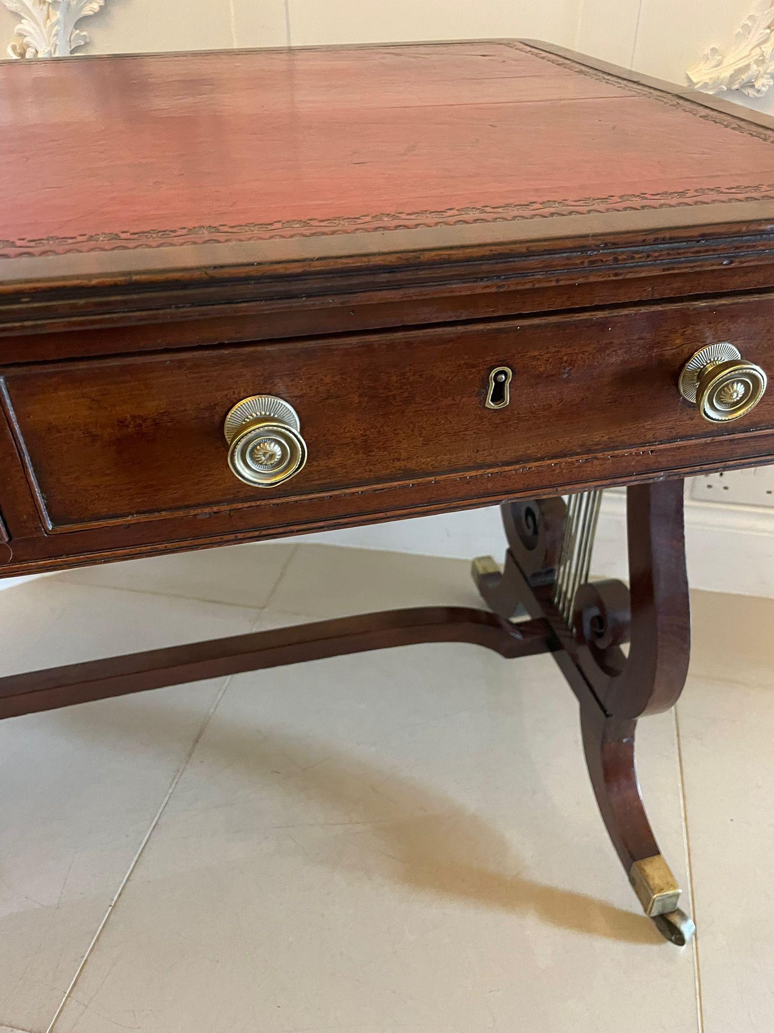 English Superb Quality Antique Regency Mahogany Free Standing Writing Desk For Sale
