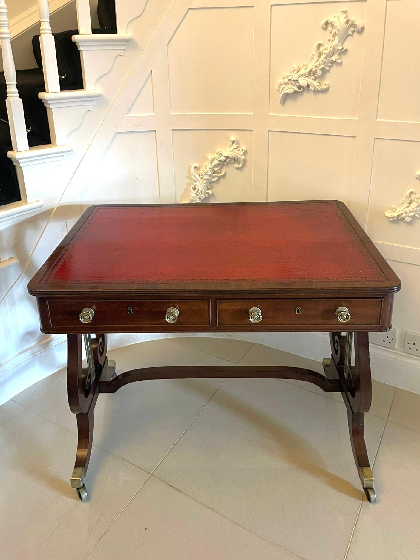 English Superb Quality Antique Regency Mahogany Free Standing Writing Desk For Sale