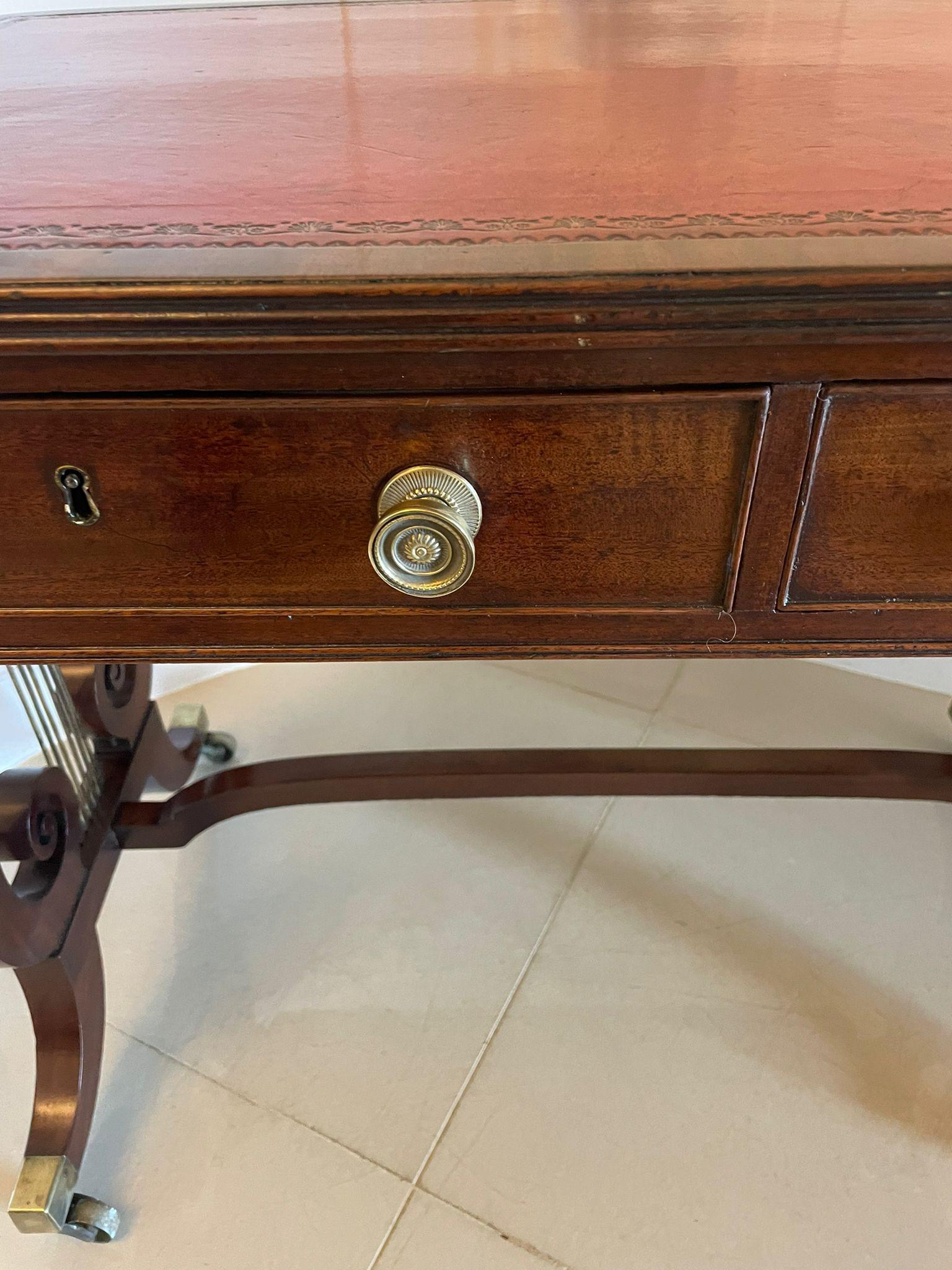 Superb Quality Antique Regency Mahogany Free Standing Writing Desk For Sale 1