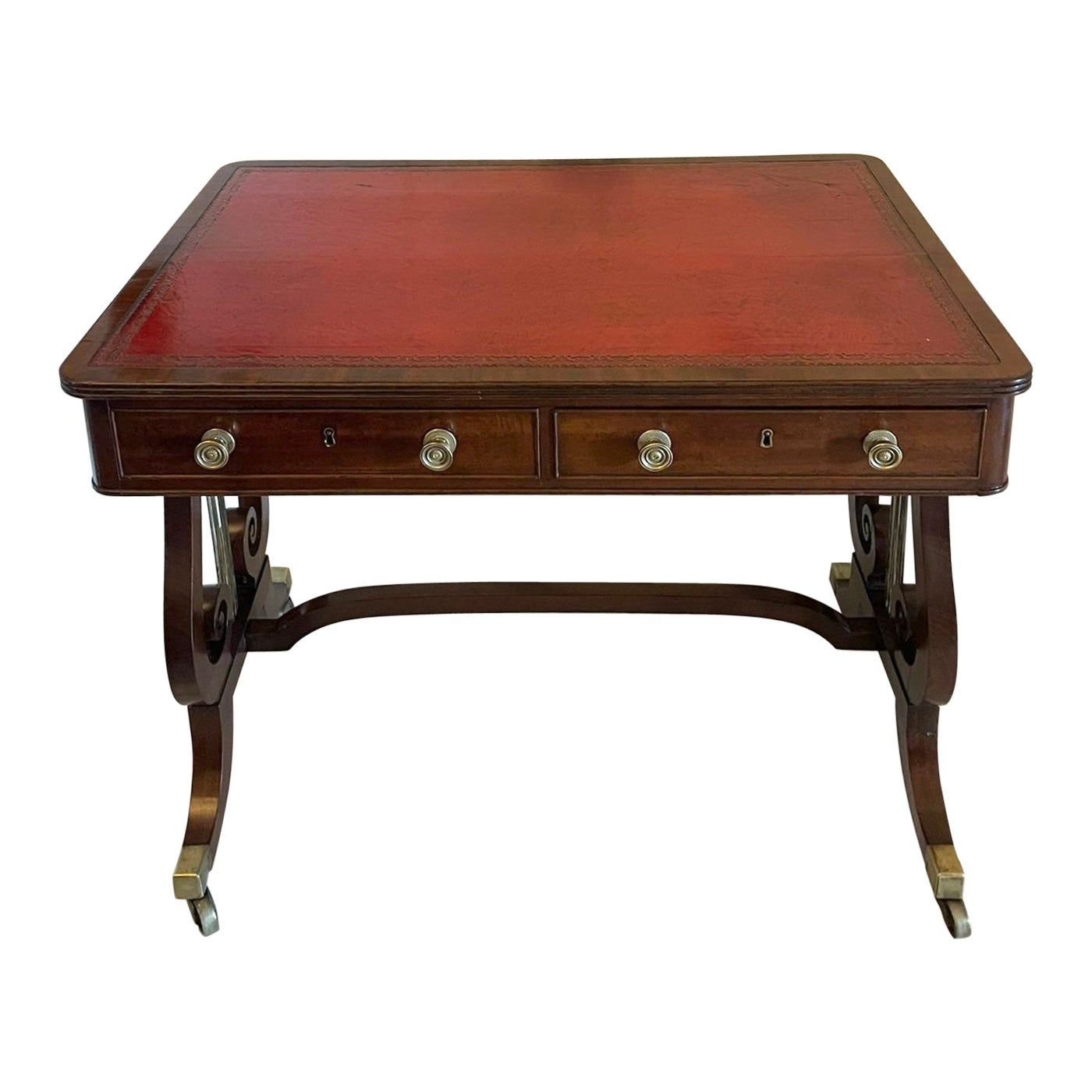 Superb Quality Antique Regency Mahogany Free Standing Writing Desk For Sale