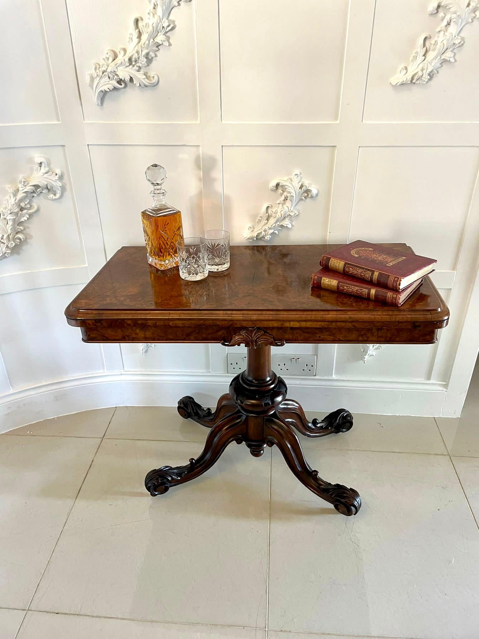 Superb Quality Antique Victorian Burr Walnut Card Table  In Good Condition In Suffolk, GB
