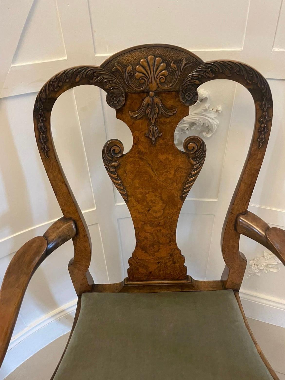 Superb Quality Antique Victorian Burr And Carved Walnut Desk Chair In Good Condition In Suffolk, GB