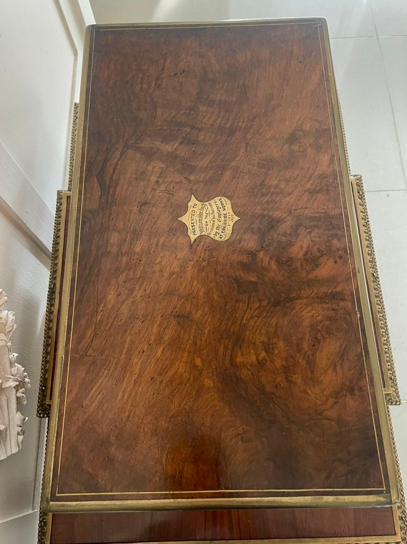 Superb Quality Antique Victorian Burr Walnut Brass Bound Writing Box For Sale 6