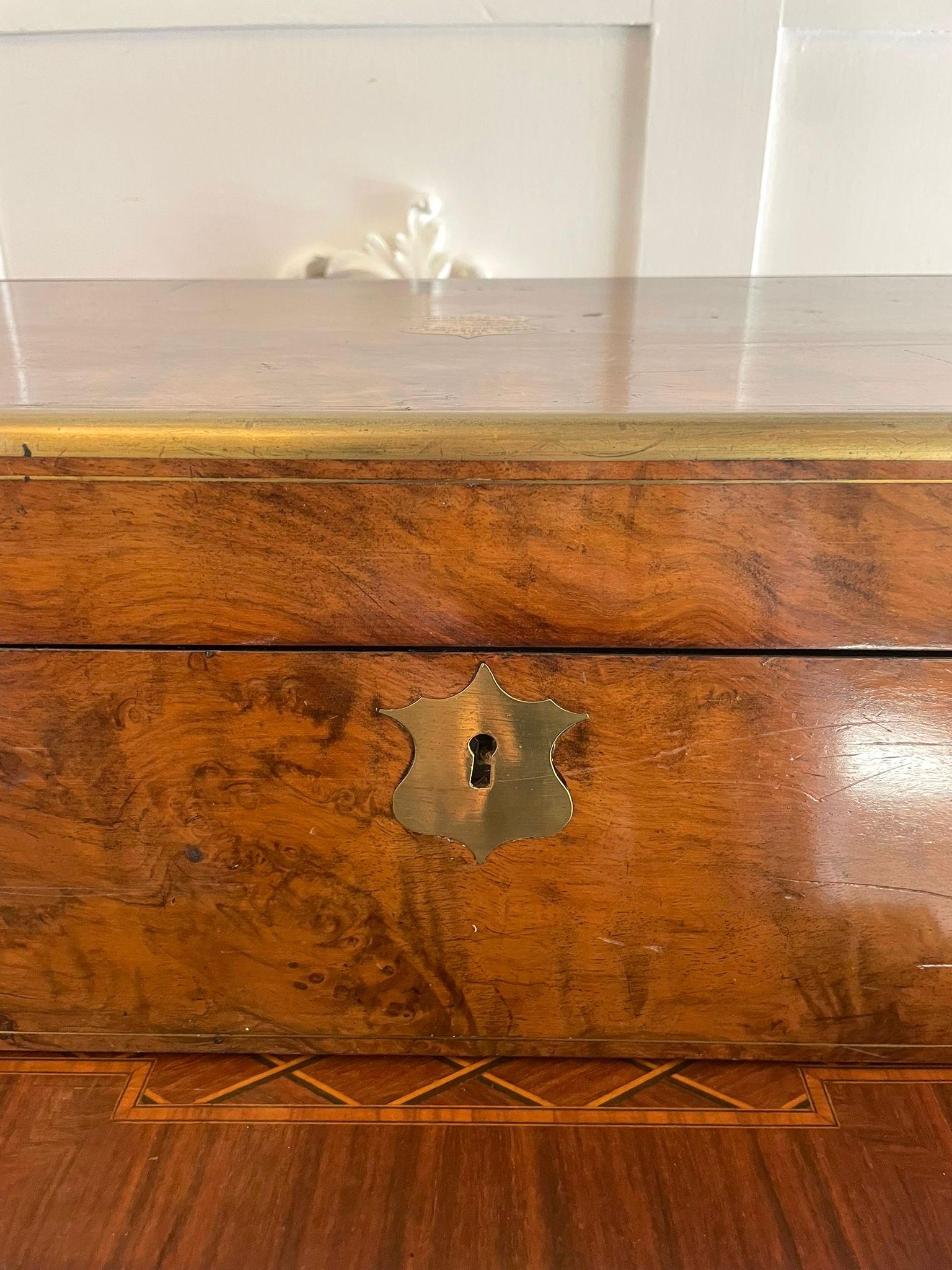 Superb Quality Antique Victorian Burr Walnut Brass Bound Writing Box For Sale 8