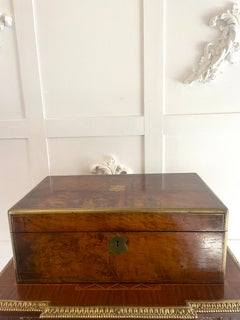 Superb Quality Antique Victorian Burr Walnut Brass Bound Writing Box