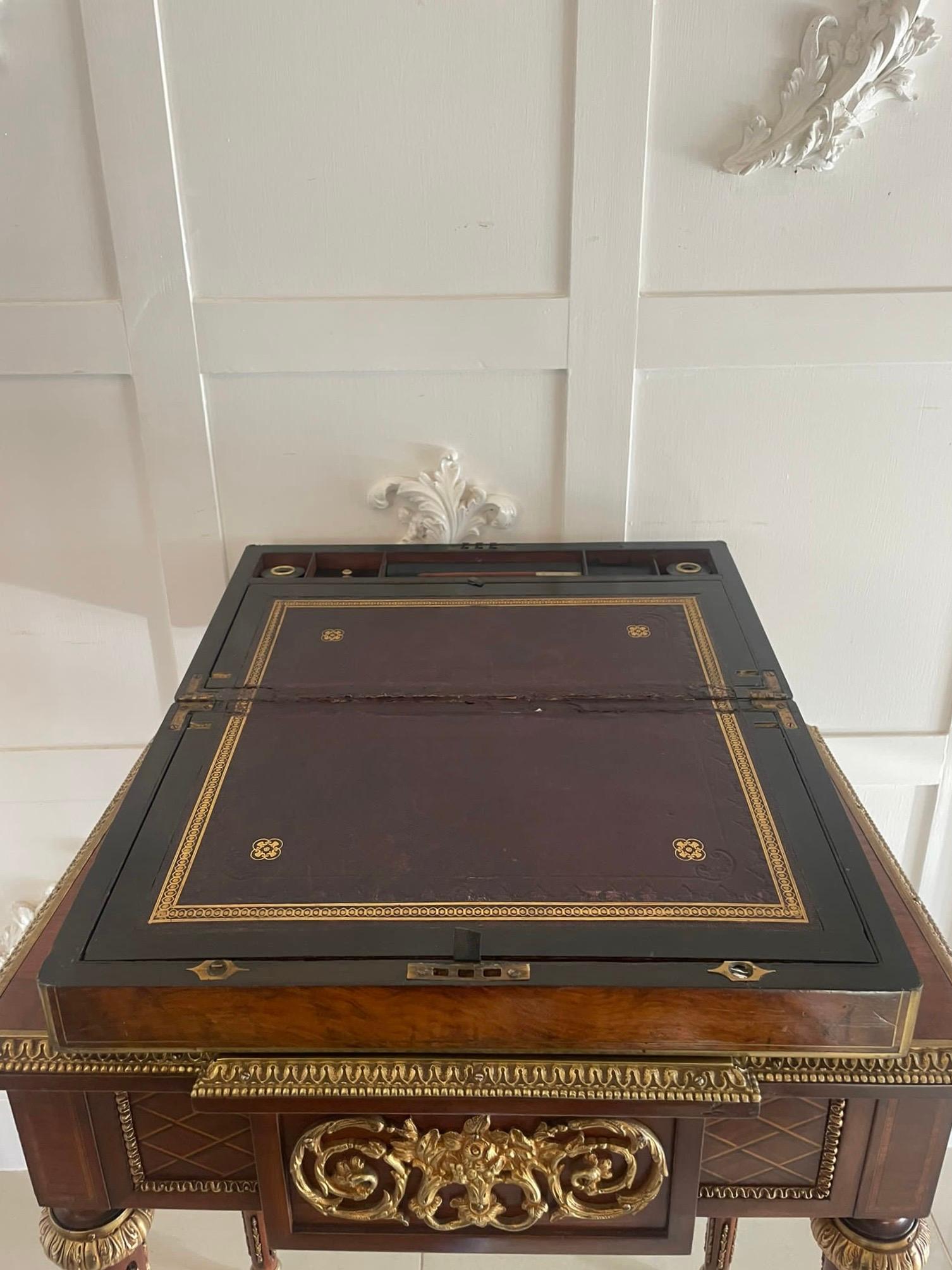 Superb Quality Antique Victorian Burr Walnut Brass Bound Writing Box For Sale 4